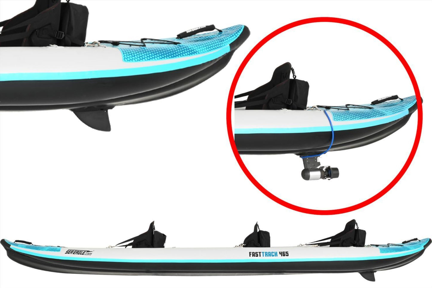 Sea Eagle 465FTK_P 465ft FastTrack V-Bottom Inflatable Kayak Pro 3 Person Package New - 465FTK_P