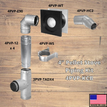 ComfortBilt Duravent 4" Piping Kit with 90° Elbow for Pellet Stoves Galvalume Silver New - 4PVP-KCB-1