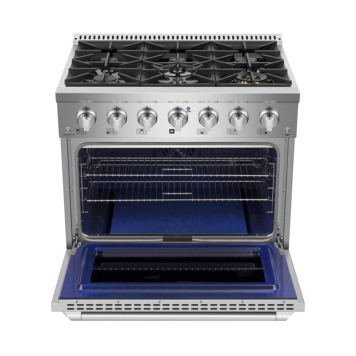 Combo Awoco 36” Freestanding 6 Burners Range with 36'' RH-WT-36 Wall Mount Range Hood - JK36A1-T-NG+RH-WT-36