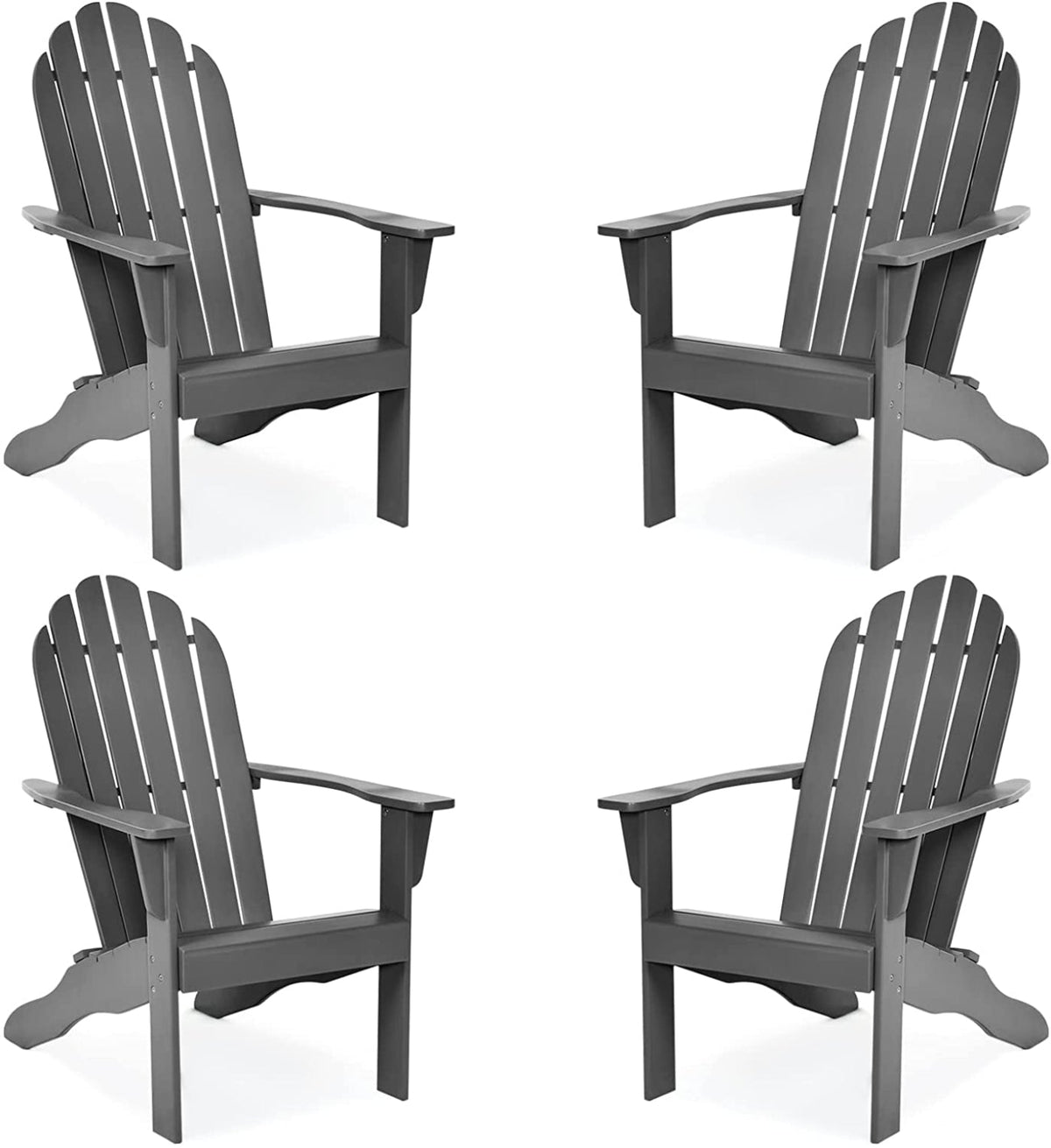 Tangkula Adirondack Chair,  for Patio Deck Lawn Backyard, Garden Adirondack Furniture - 4*OP70302GR