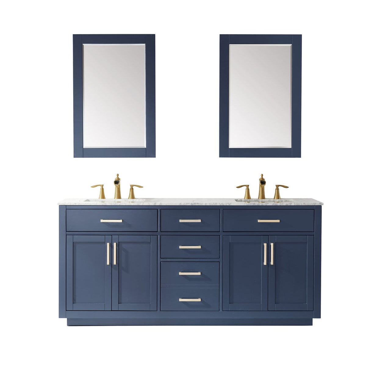 Altair Designs 72" double vanity with top - 531072-WH-CA-NM