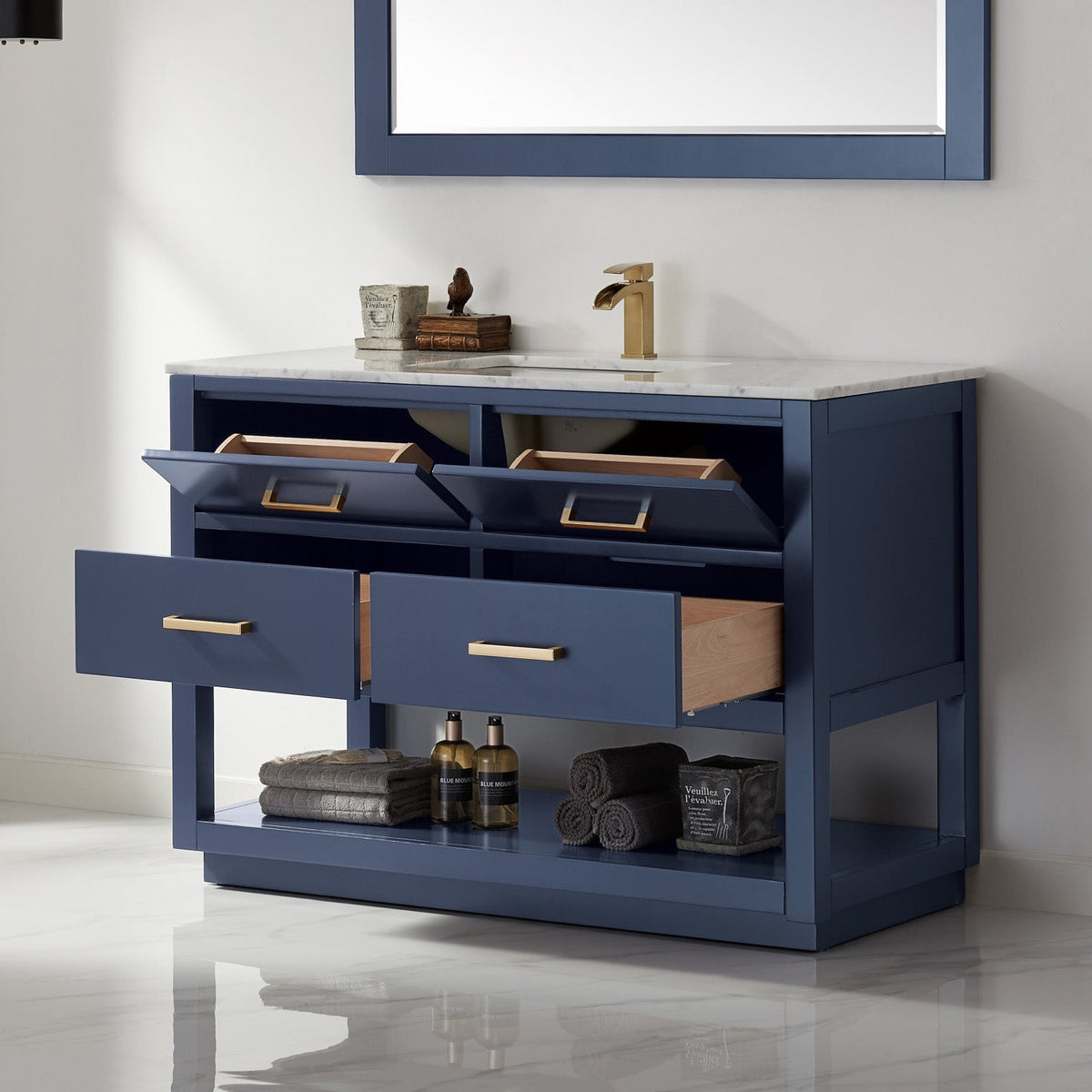 Altair Designs 48" single vanity with top - 532048-WH-CA-NM