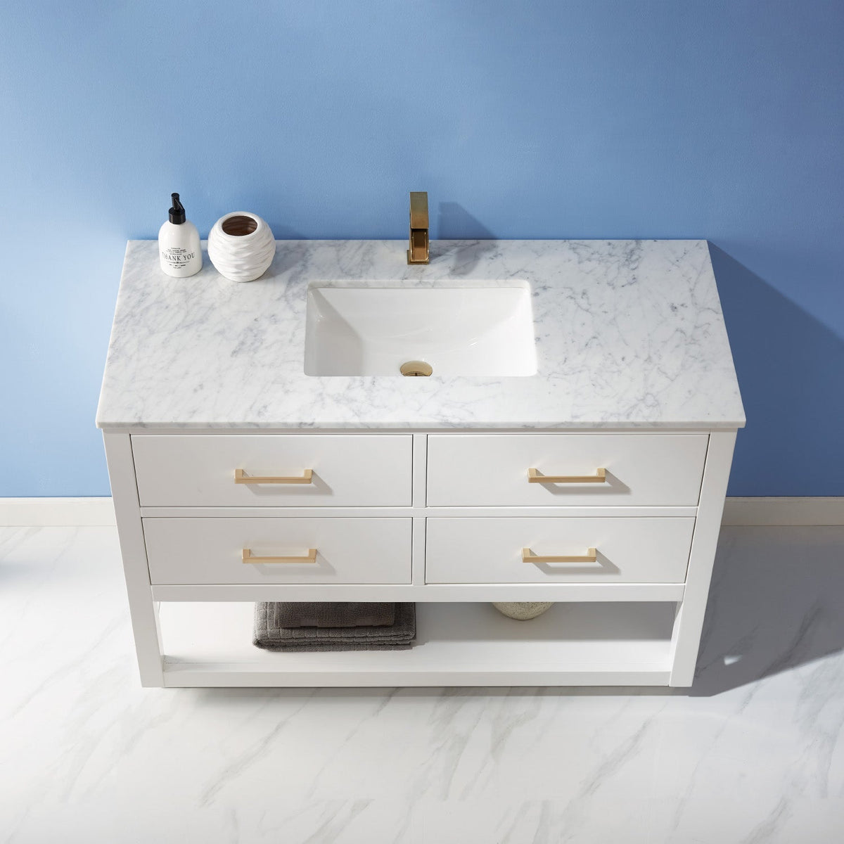 Altair Designs 48" single vanity with top - 532048-WH-CA-NM