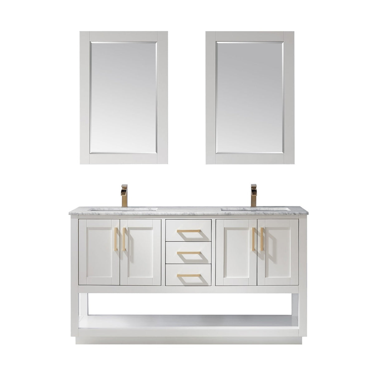 Altair Designs 60" double vanity with top - 532060-WH-CA-NM