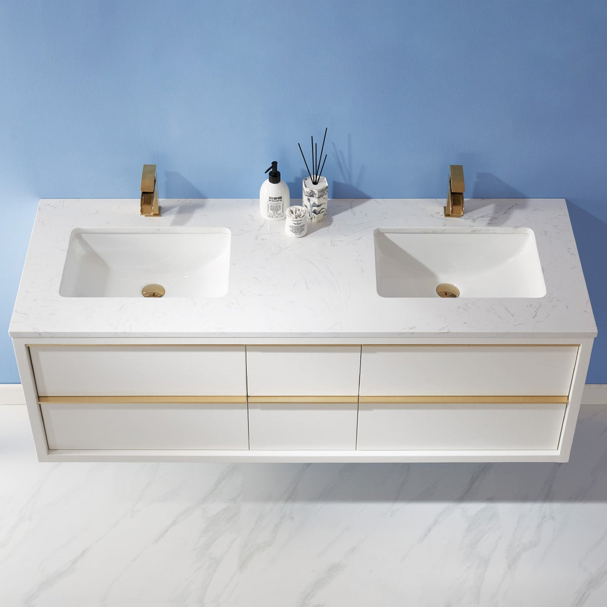 Altair Designs 60" double vanity with top - 534060-WH-AW-NM