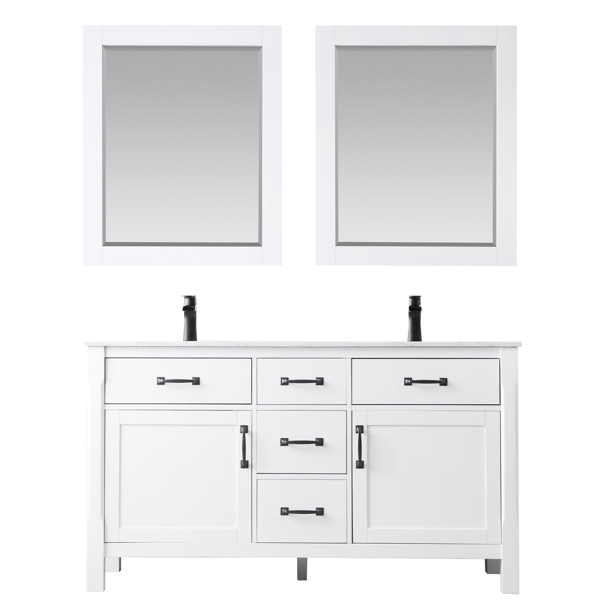 Altair Designs 60" double vanity with top - 535060-WH-CA
