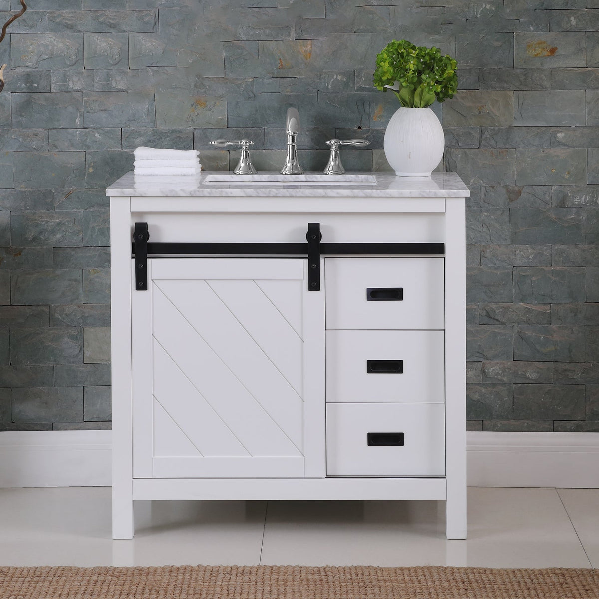 Altair Designs 36" single vanity with top - 536036-WH-CA-NM