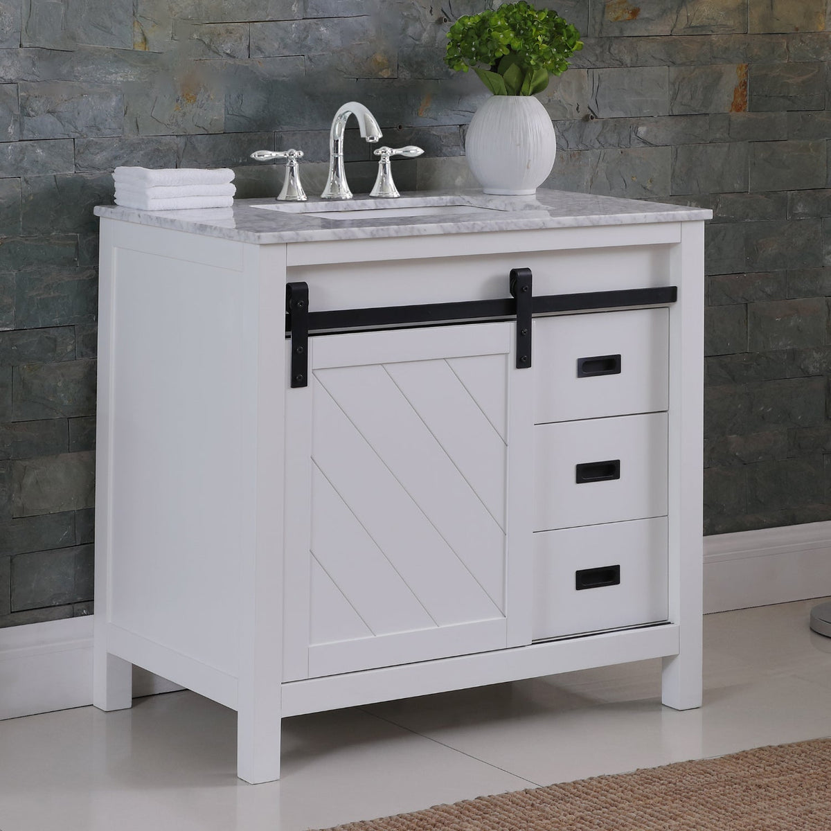 Altair Designs 36" single vanity with top - 536036-WH-CA-NM