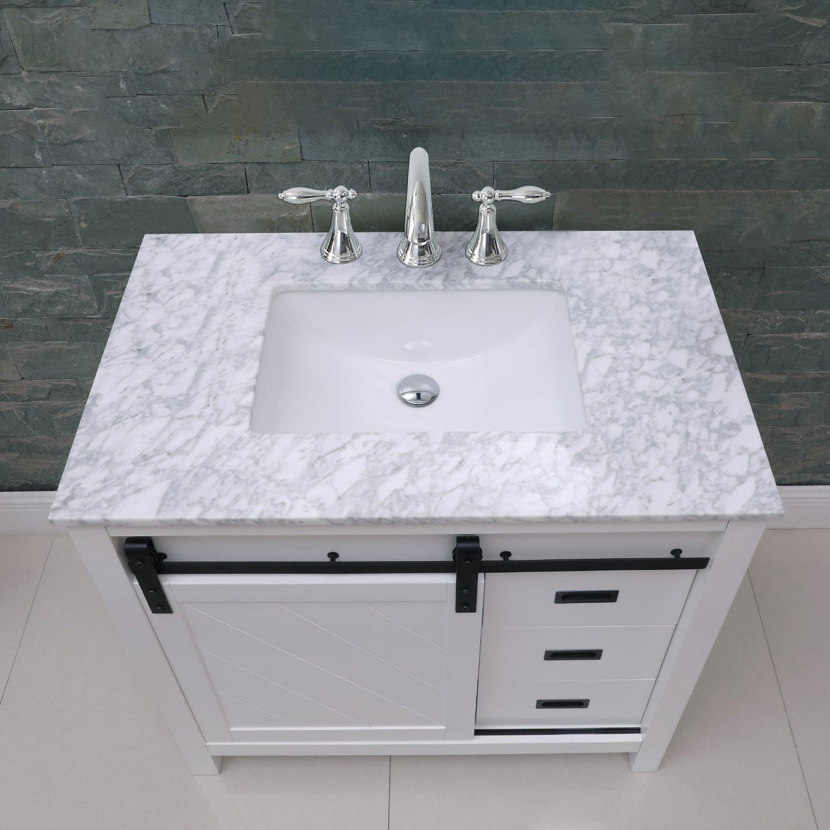 Altair Designs 36" single vanity with top - 536036-WH-CA-NM