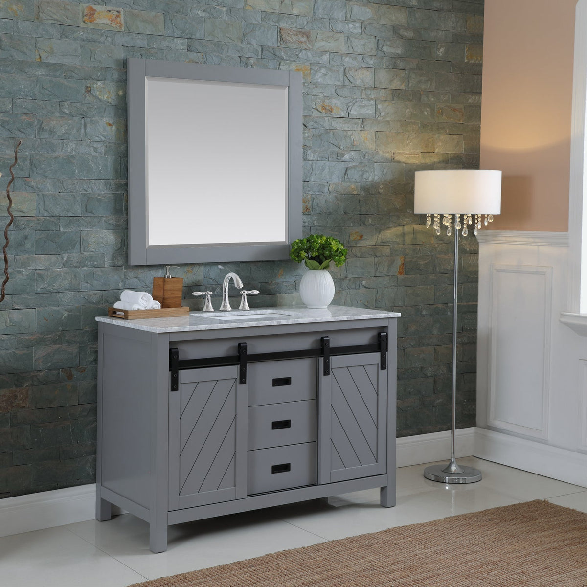 Altair Designs 48" single vanity with top - 536048-WH-CA-NM