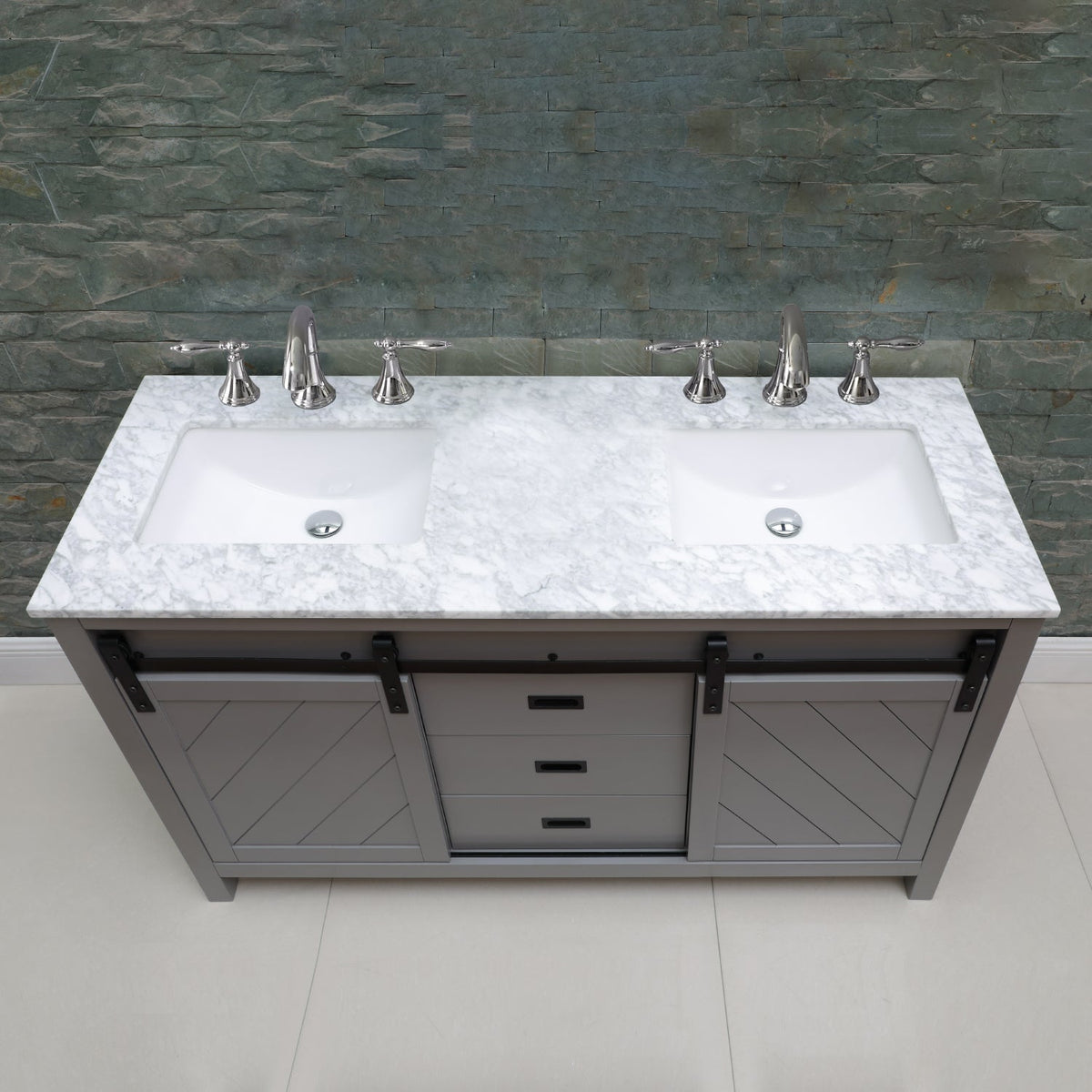 Altair Designs Kinsley 60" double vanity with top - 536060-WH-CA-NM