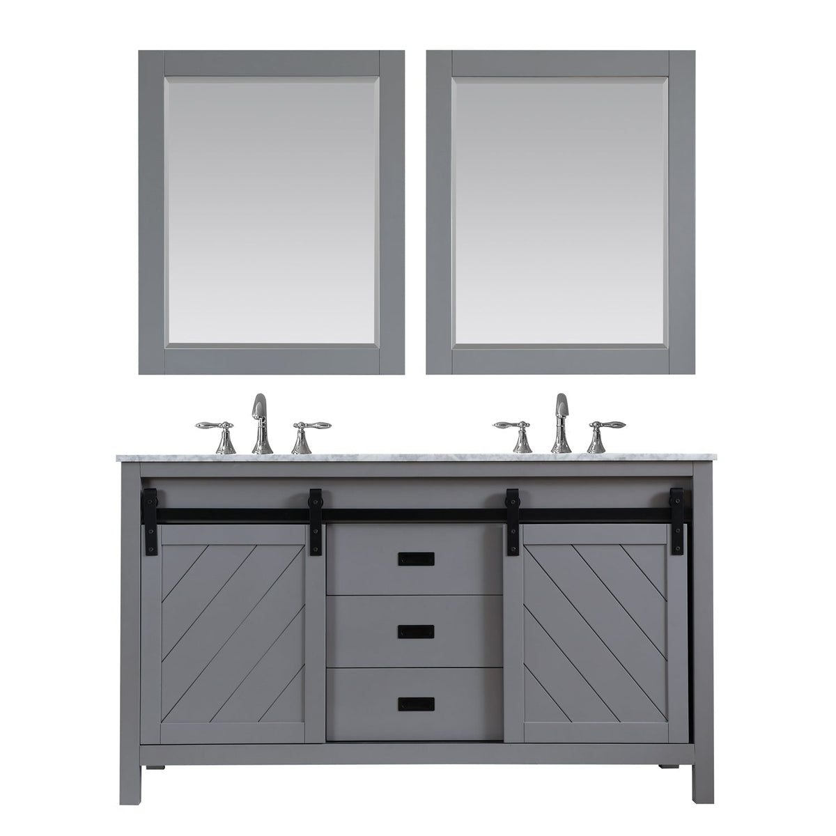 Altair Designs Kinsley 60" double vanity with top - 536060-WH-CA-NM