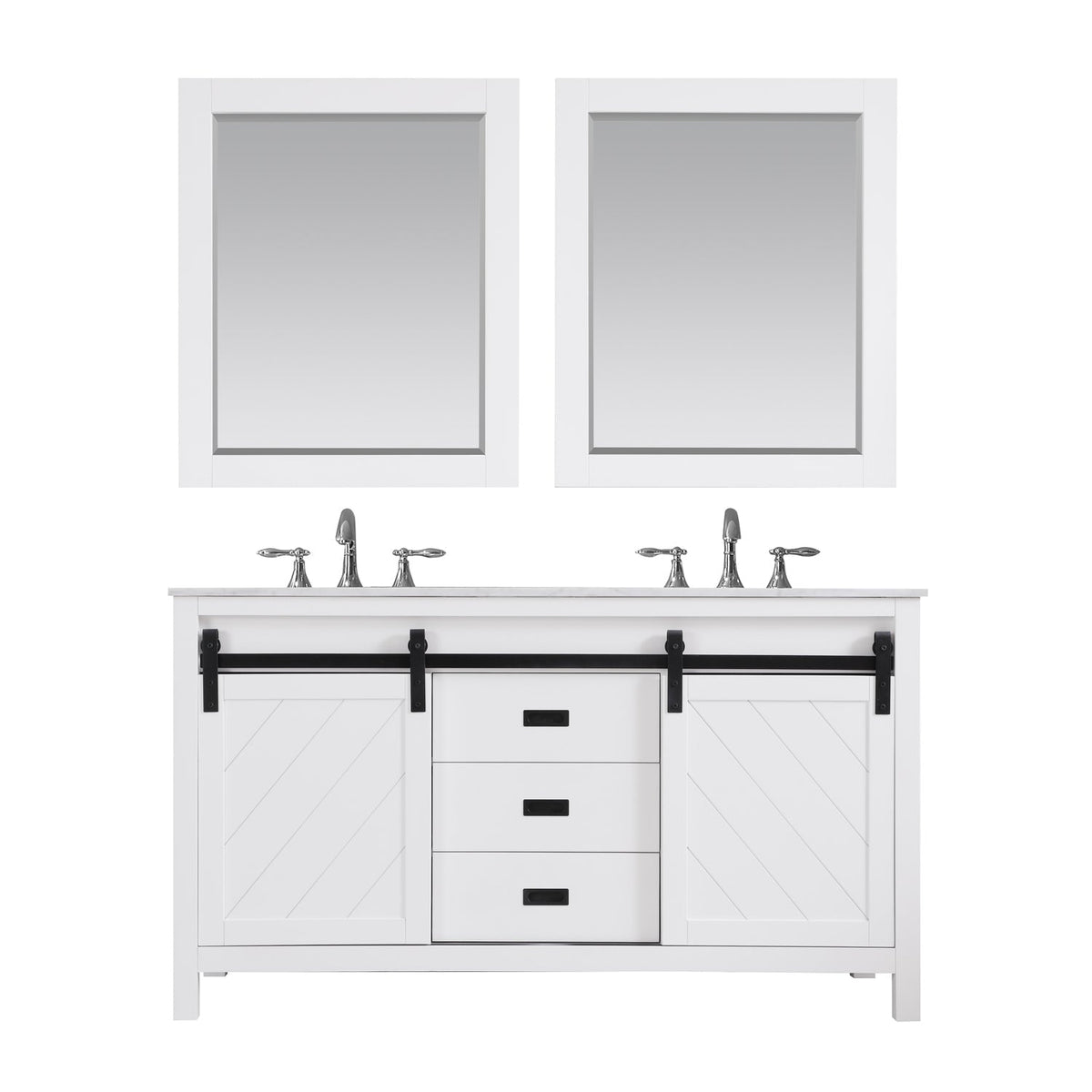 Altair Designs Kinsley 60" double vanity with top - 536060-WH-CA-NM