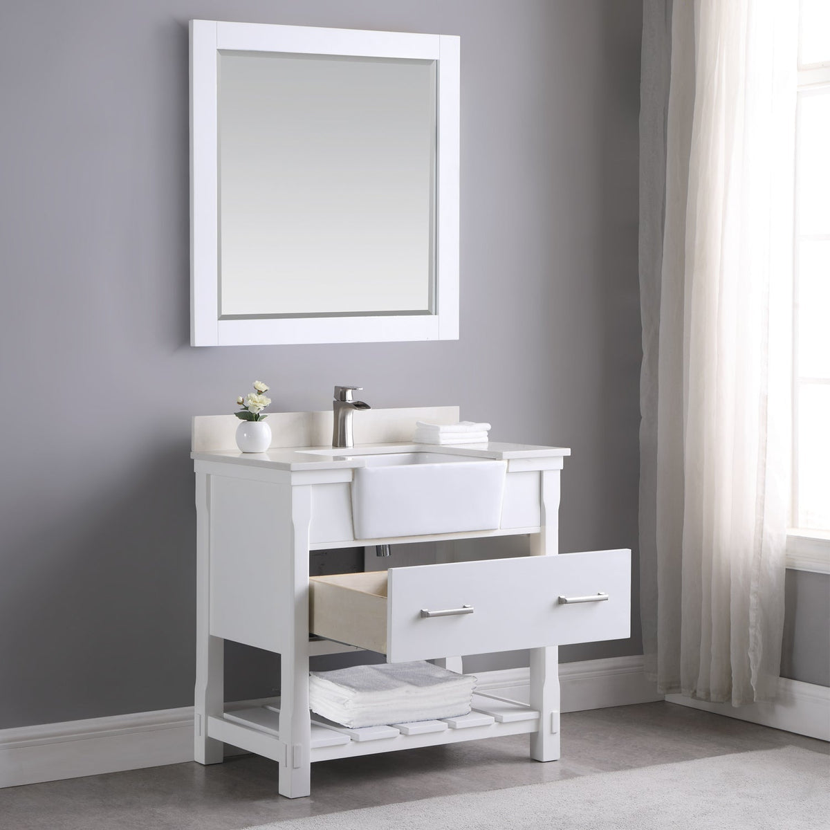 Altair Designs 36" single vanity with top - 537036-WH-AW-NM