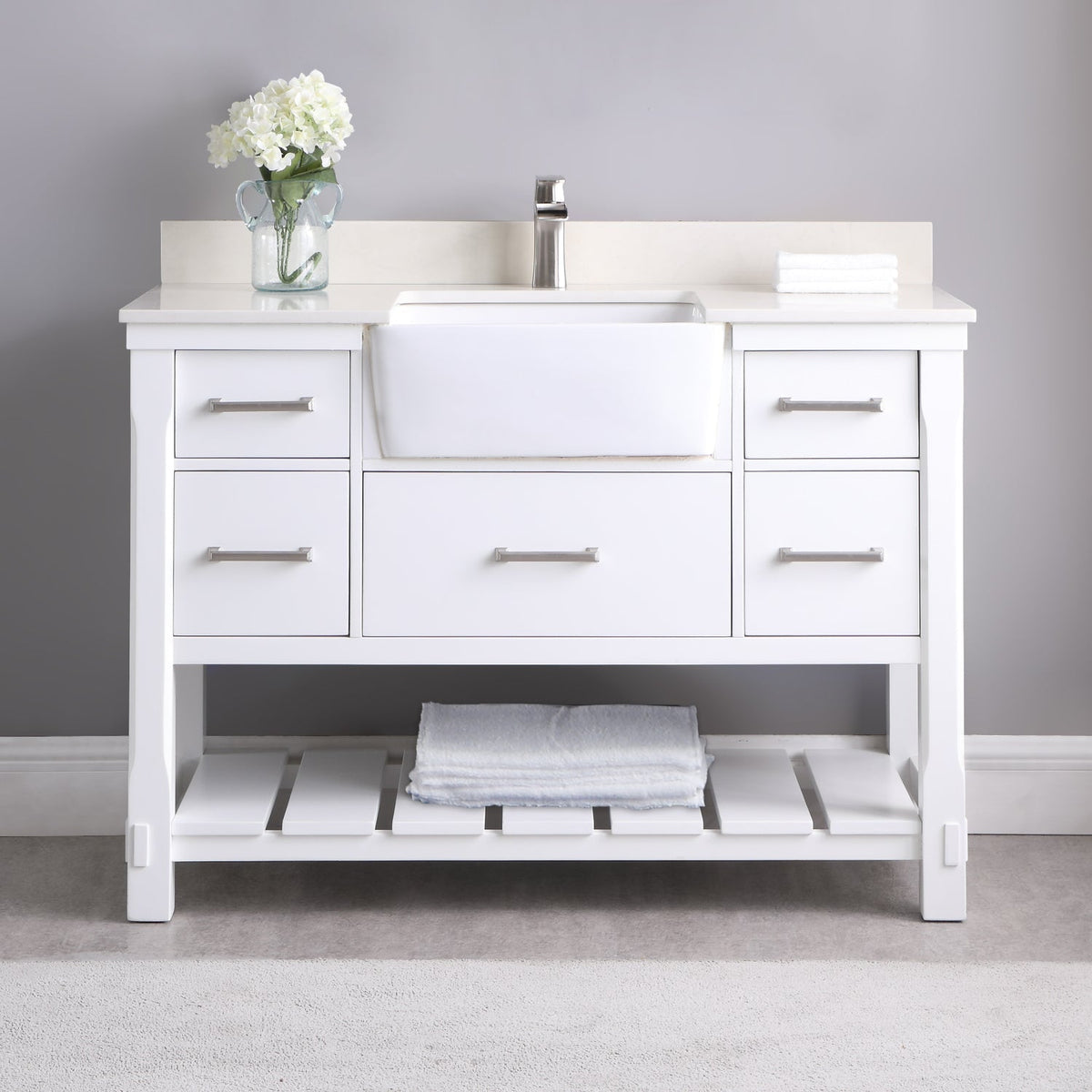 Altair Designs 48" single vanity with top - 537048-WH-AW-NM