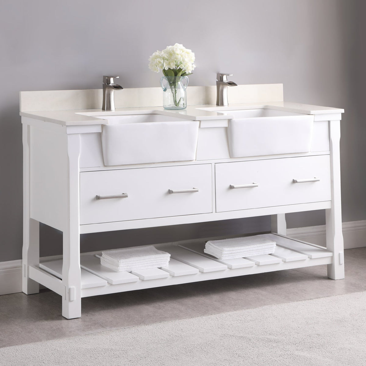 Altair Designs 60" double vanity with top - 537060-WH-AW-NM