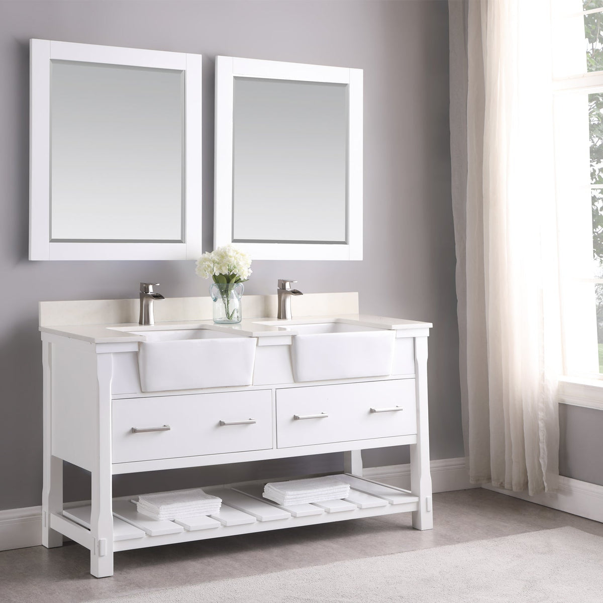 Altair Designs 60" double vanity with top - 537060-WH-AW-NM