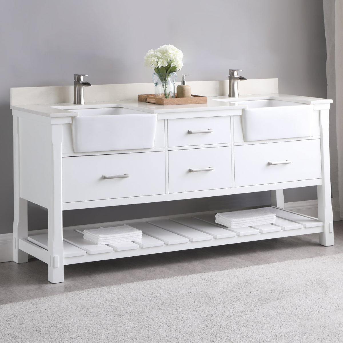 Altair Designs 72" double vanity with top - 537072-WH-AW-NM