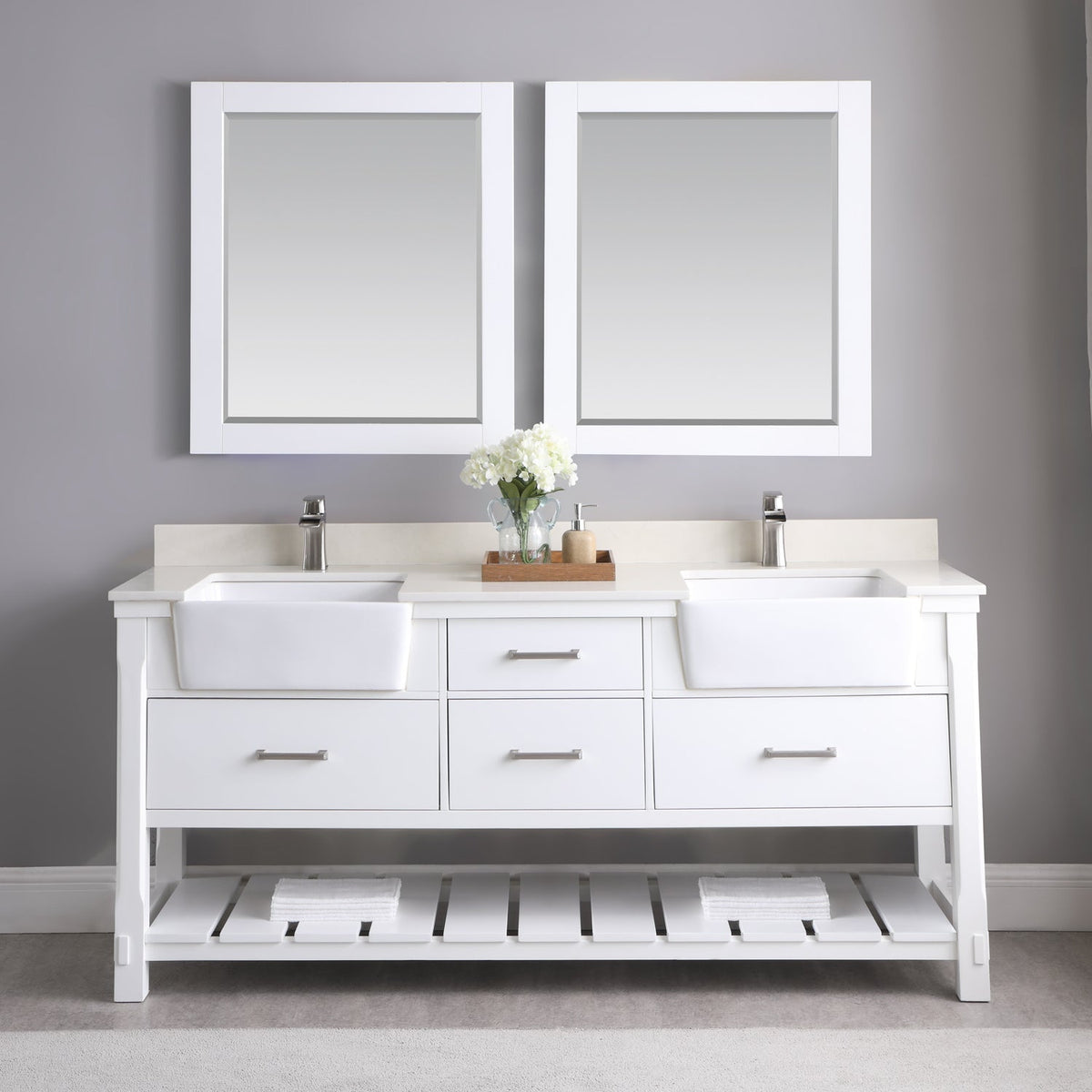Altair Designs 72" double vanity with top - 537072-WH-AW-NM