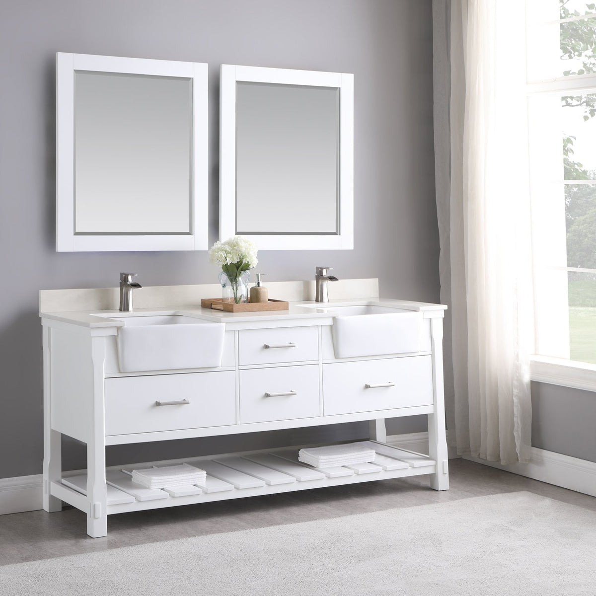 Altair Designs 72" double vanity with top - 537072-WH-AW-NM