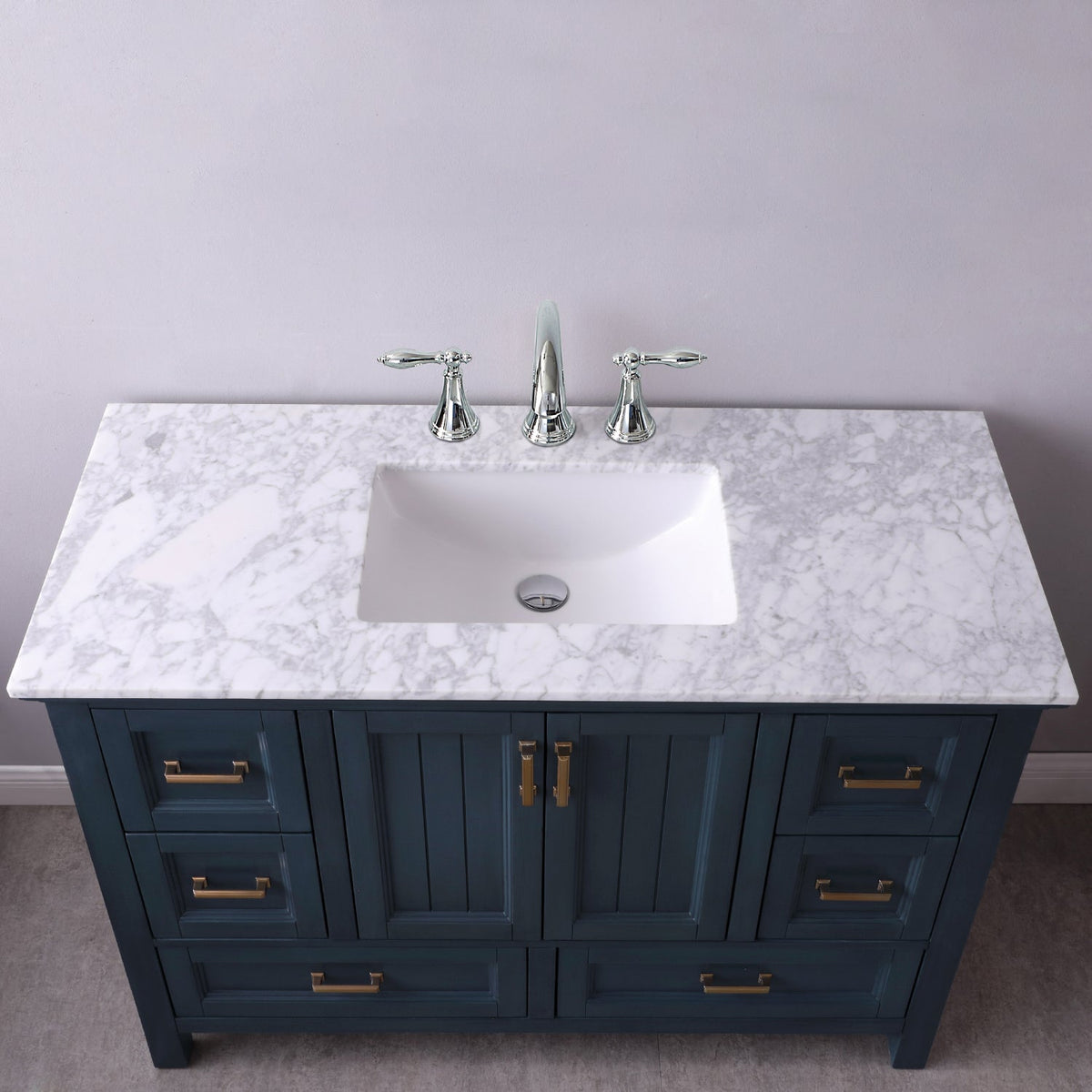 Altair Designs 48" single vanity with top - 538048-WH-CA-NM