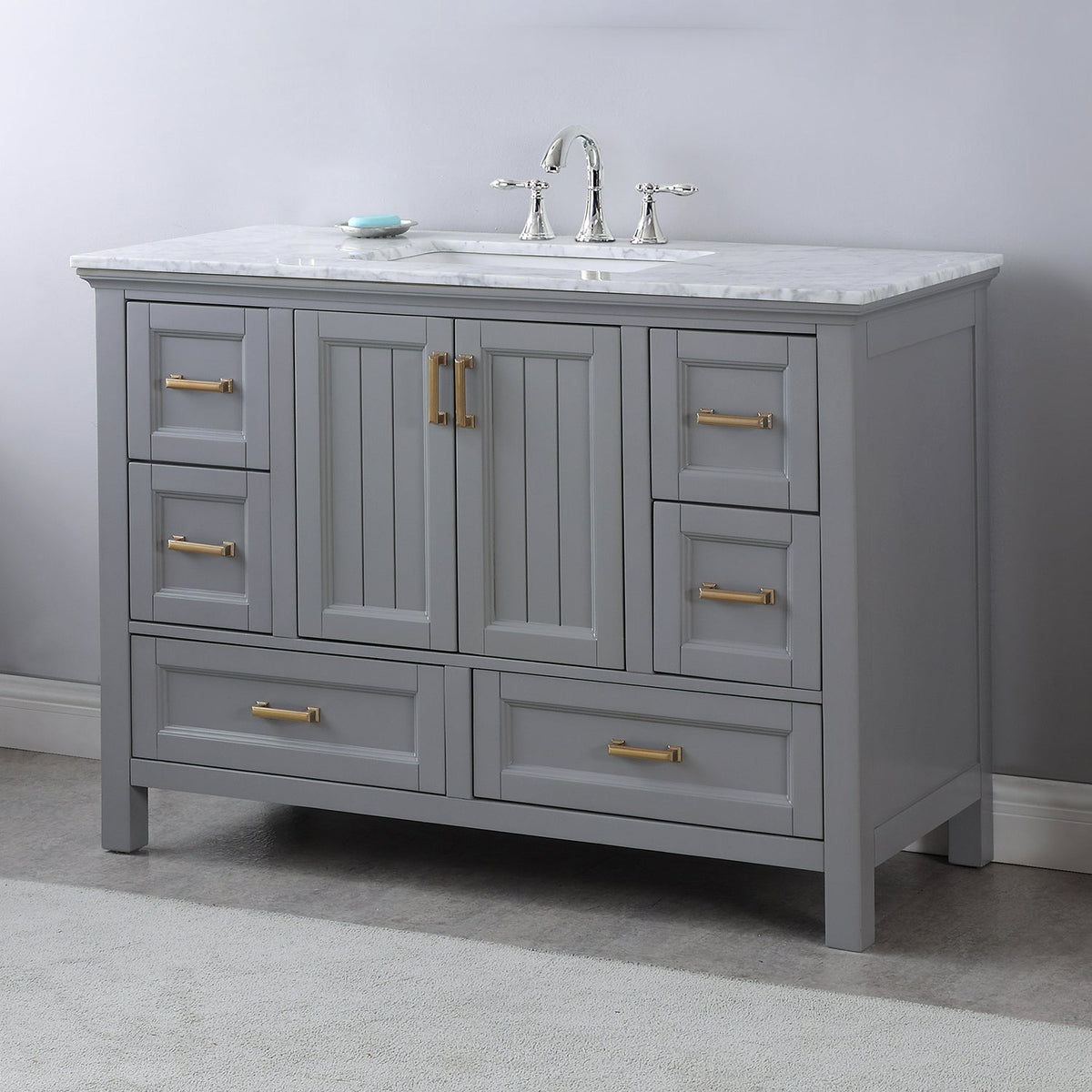 Altair Designs 48" single vanity with top - 538048-WH-CA-NM
