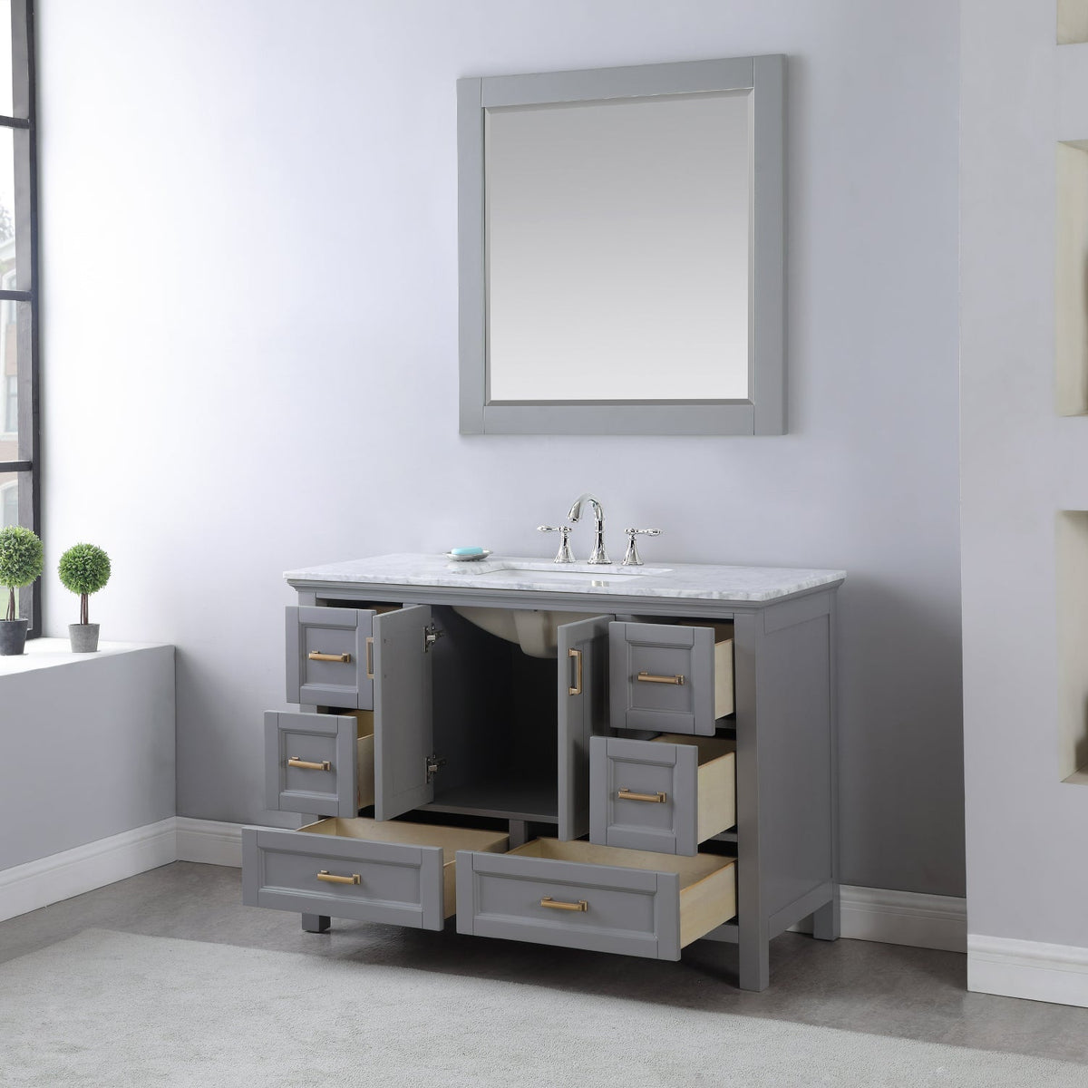 Altair Designs 48" single vanity with top - 538048-WH-CA-NM