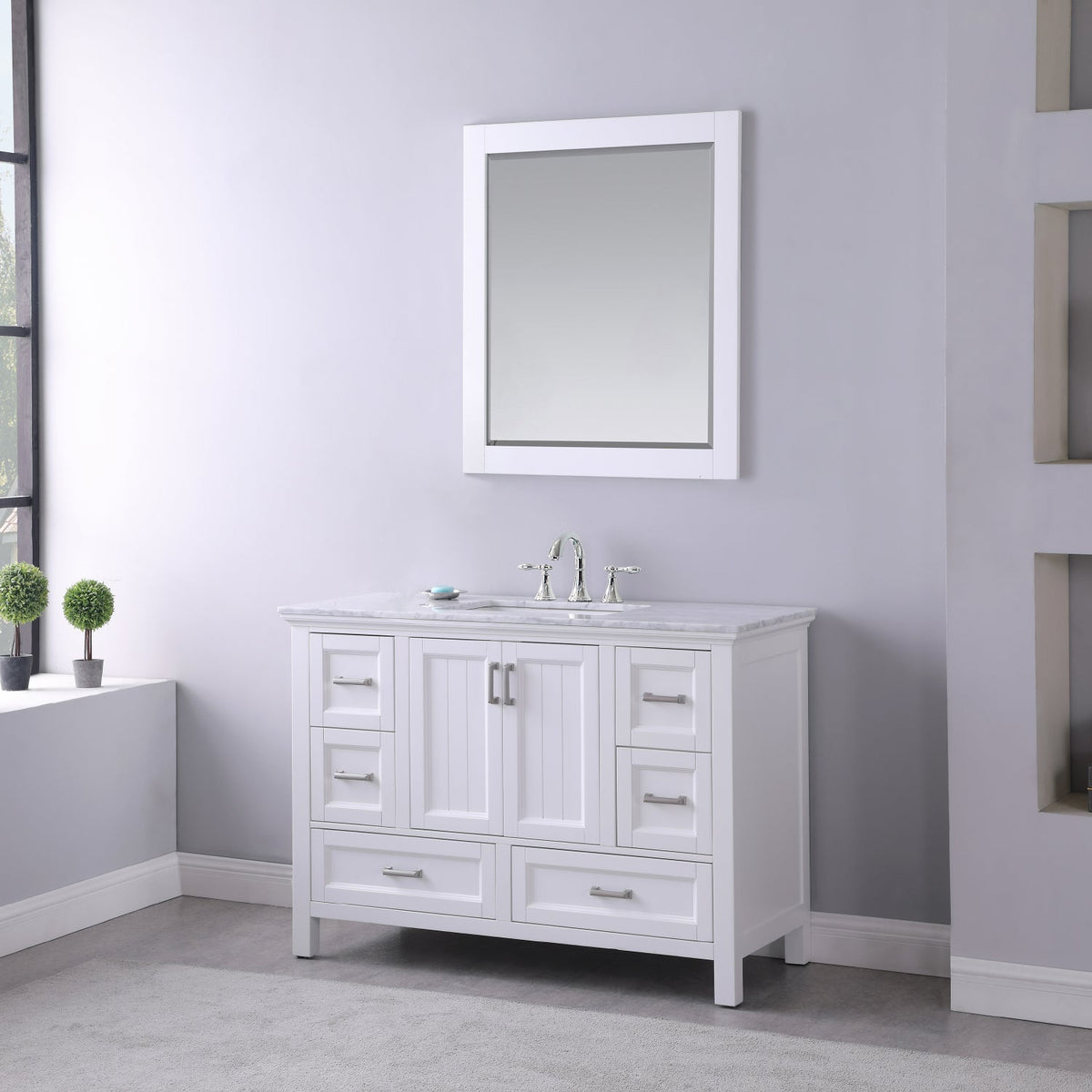 Altair Designs 48" single vanity with top - 538048-WH-CA-NM