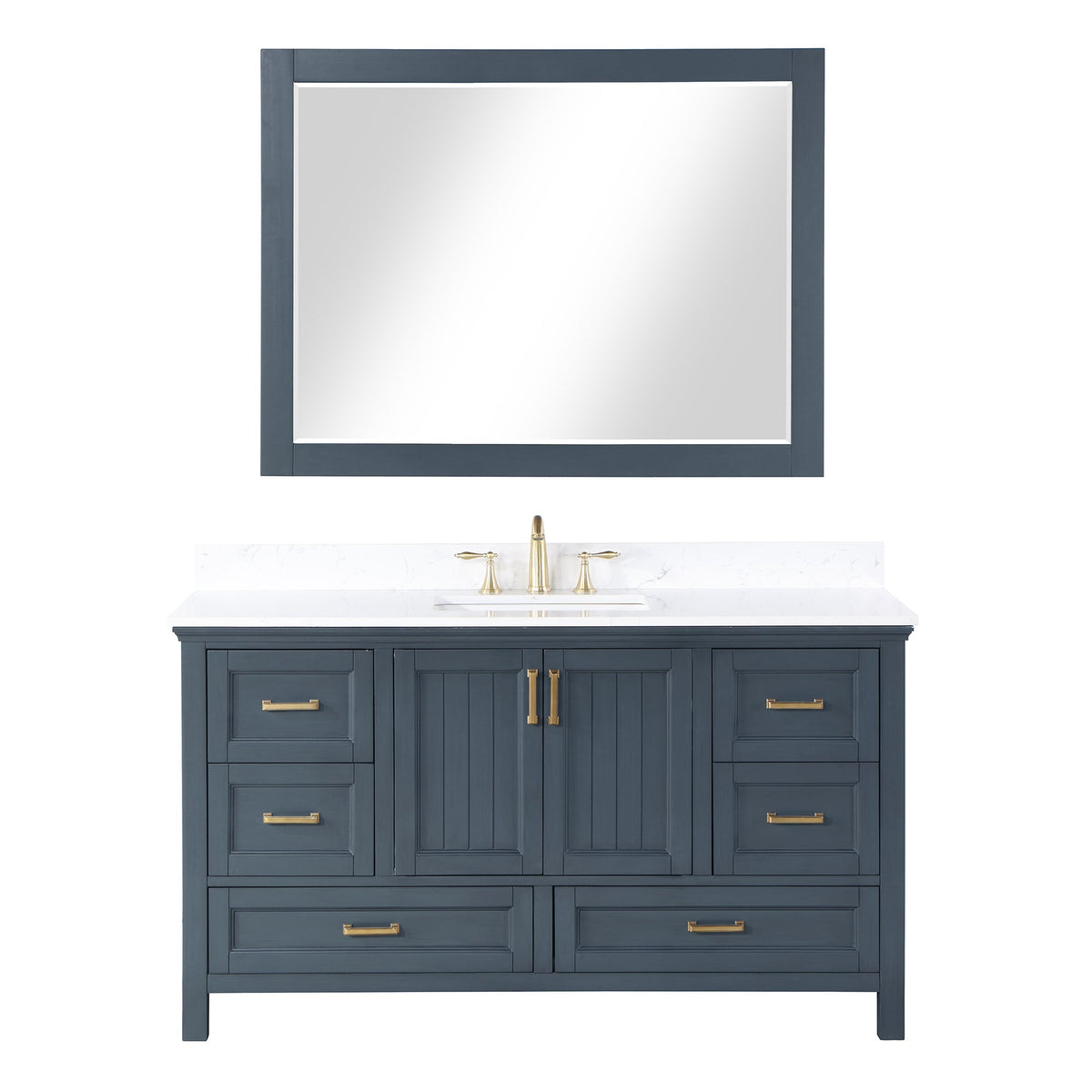 Altair Designs 60" single vanity with top - 538060S-WH-AW-NM