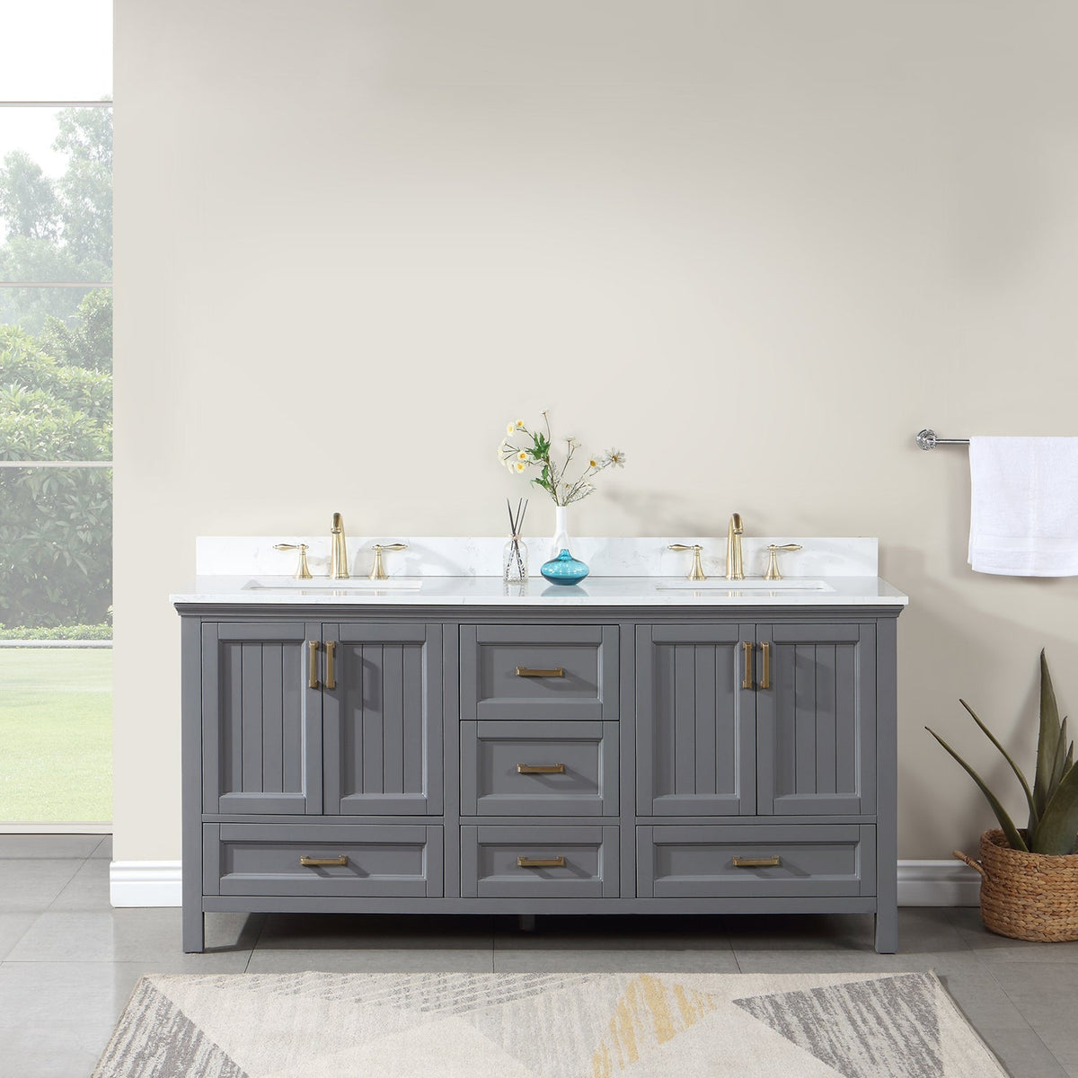 Altair Designs Isla 72" double vanity with top - 538072-CB-AW-NM