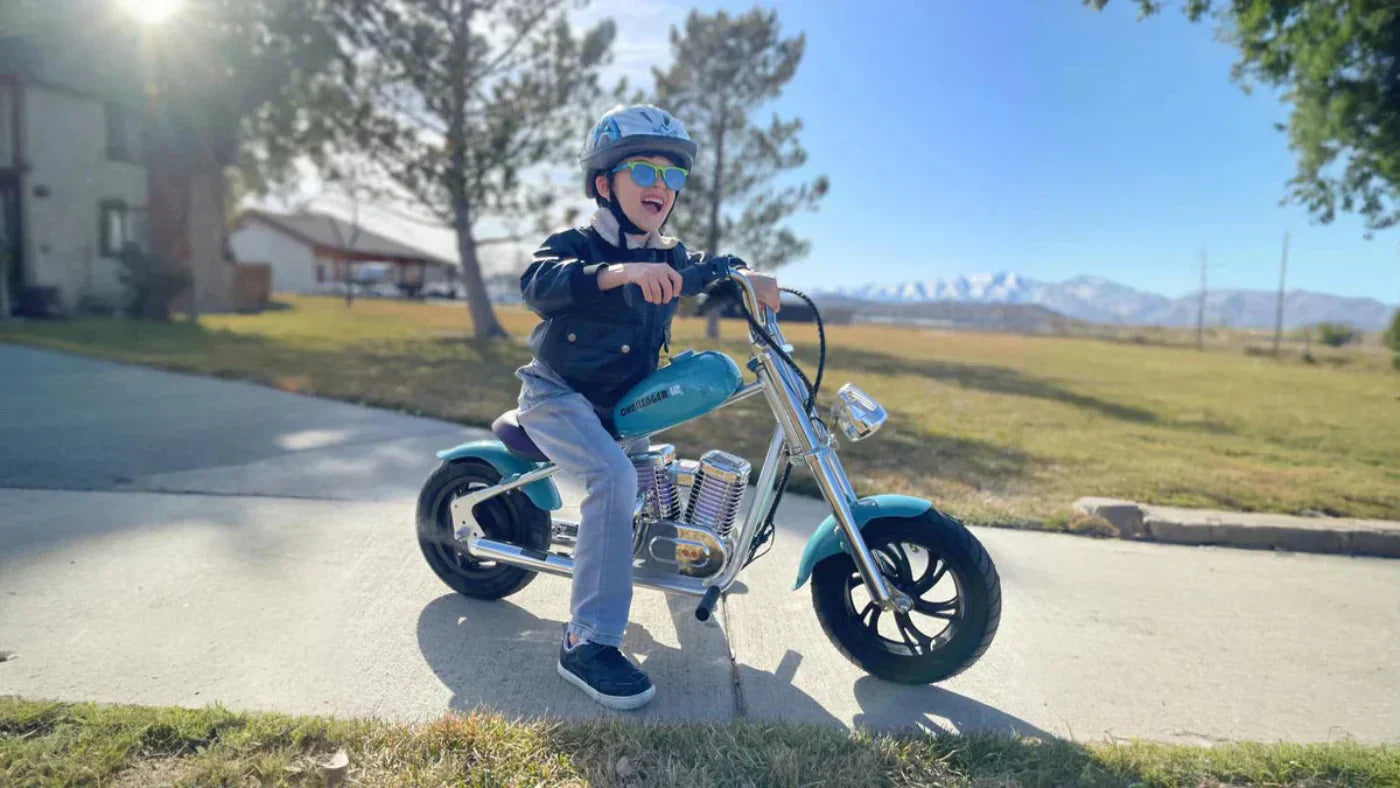 Hyper Gogo Challenger 12 Plus Electric Kids Motorcycle App Control and Bluetooth Speaker 21.9V 160W 10 MPH 7.5 Miles - EL-MB07C-ORANGE