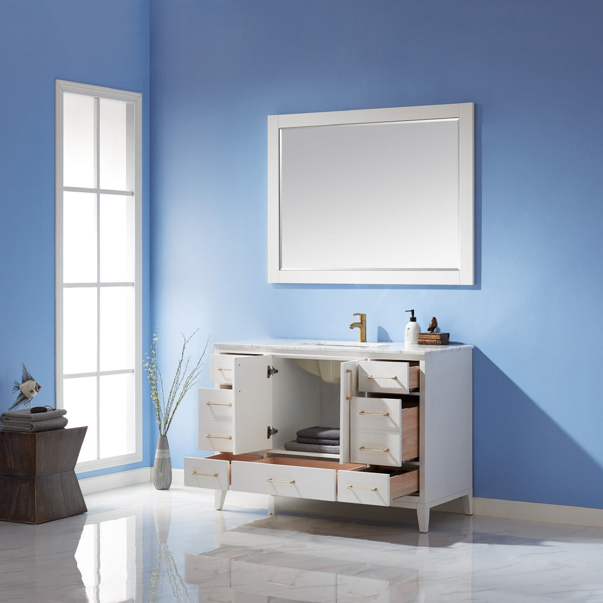 Altair Designs 48" single vanity with top - 541048-WH-CA-NM