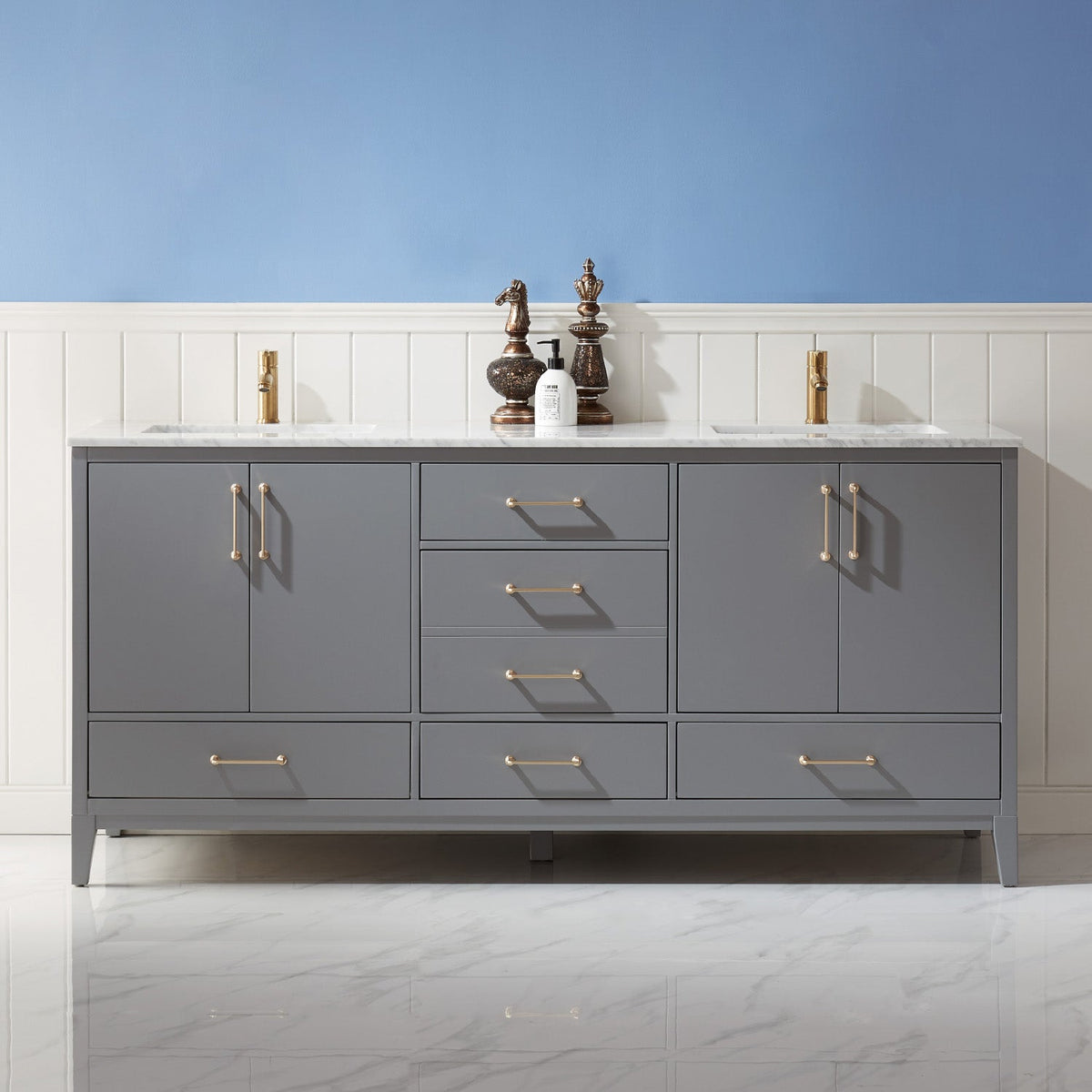 Altair Designs 72" double vanity with top - 541072-WH-CA-NM