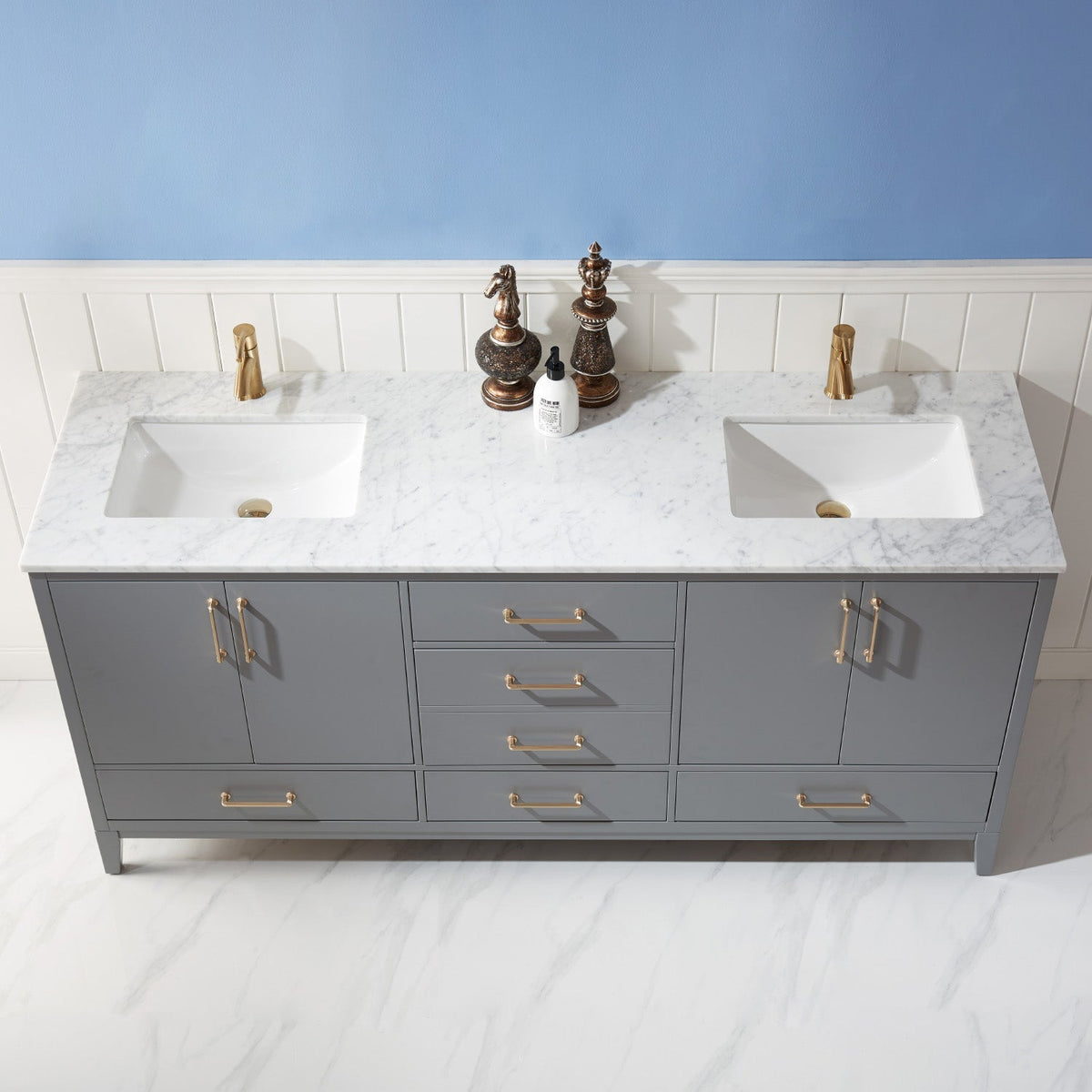 Altair Designs 72" double vanity with top - 541072-WH-CA-NM