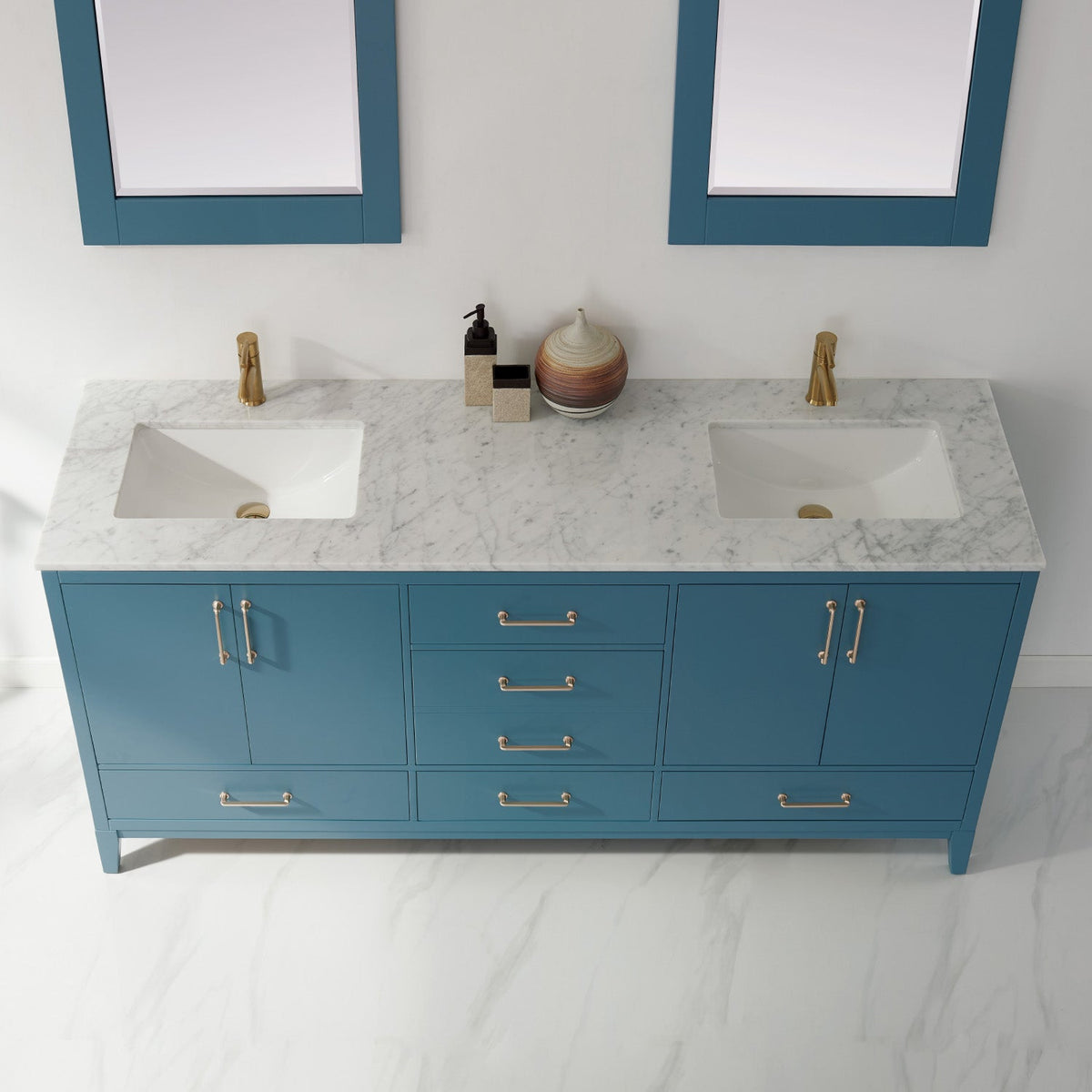Altair Designs 72" double vanity with top - 541072-WH-CA-NM