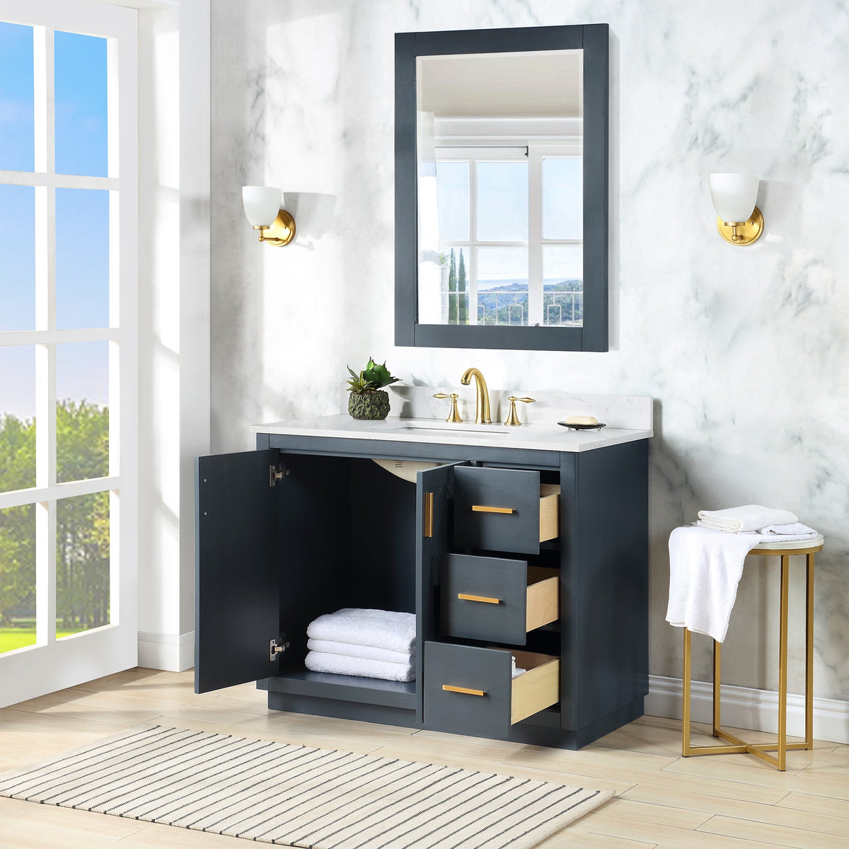 Altair Designs Gazsi 42" single vanity with top - 543042-BO-GW-NM