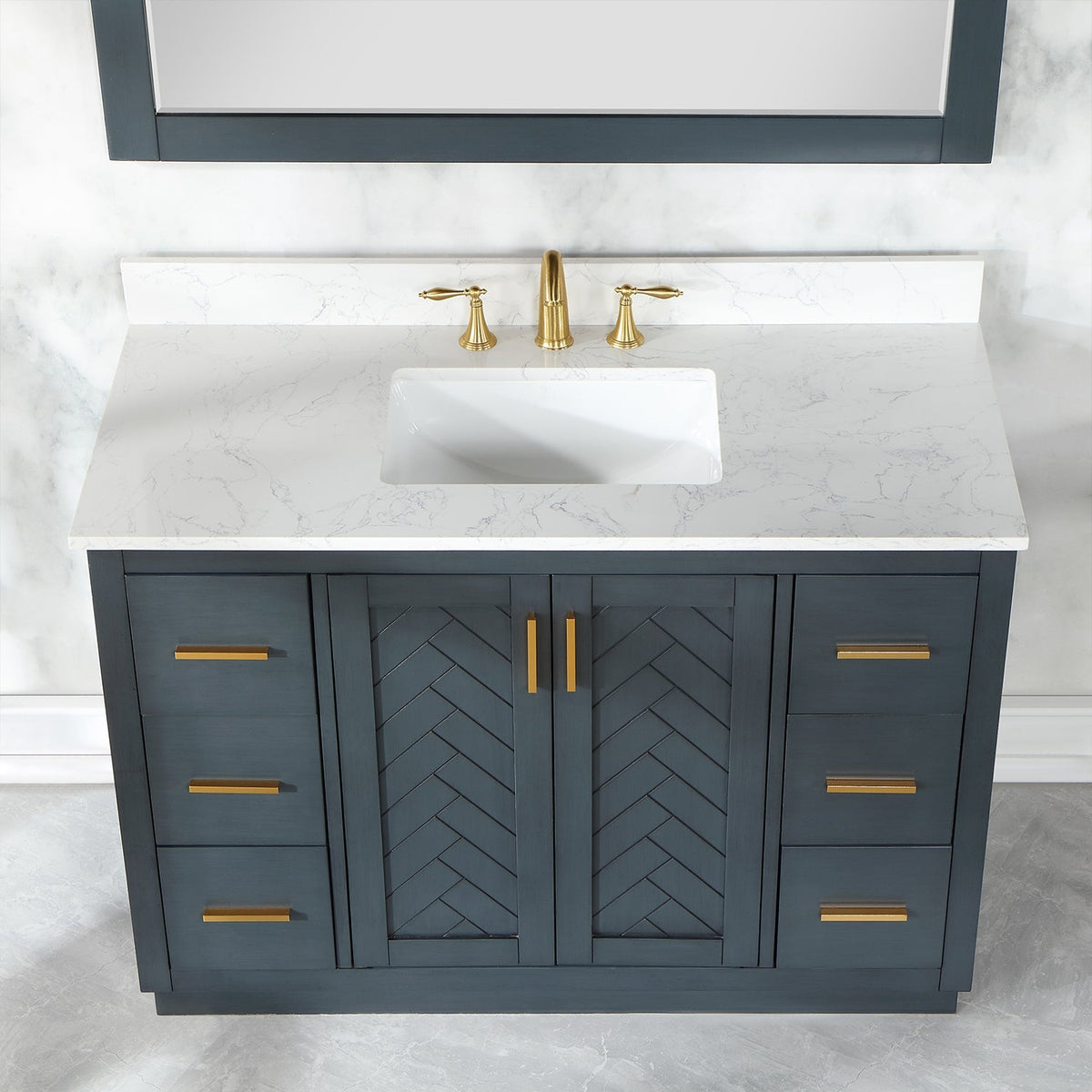 Altair Designs Gazsi 48" single vanity with top - 543048-BN-GW-NM