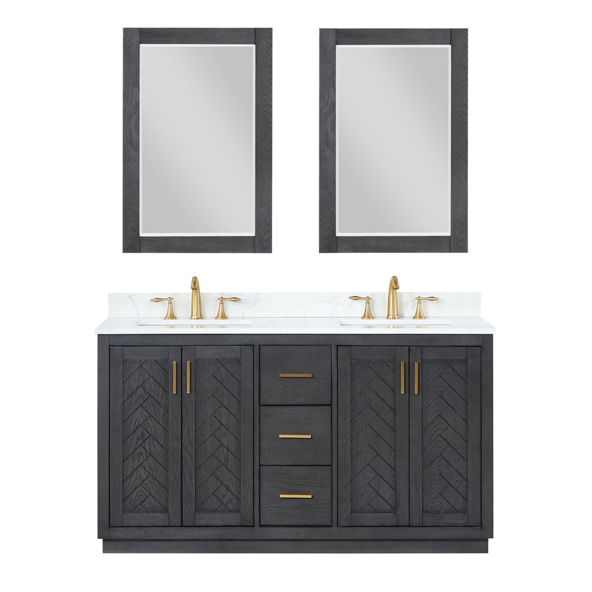Altair Designs Gazsi 60" double vanity with top - 543060-BN-GW-NM
