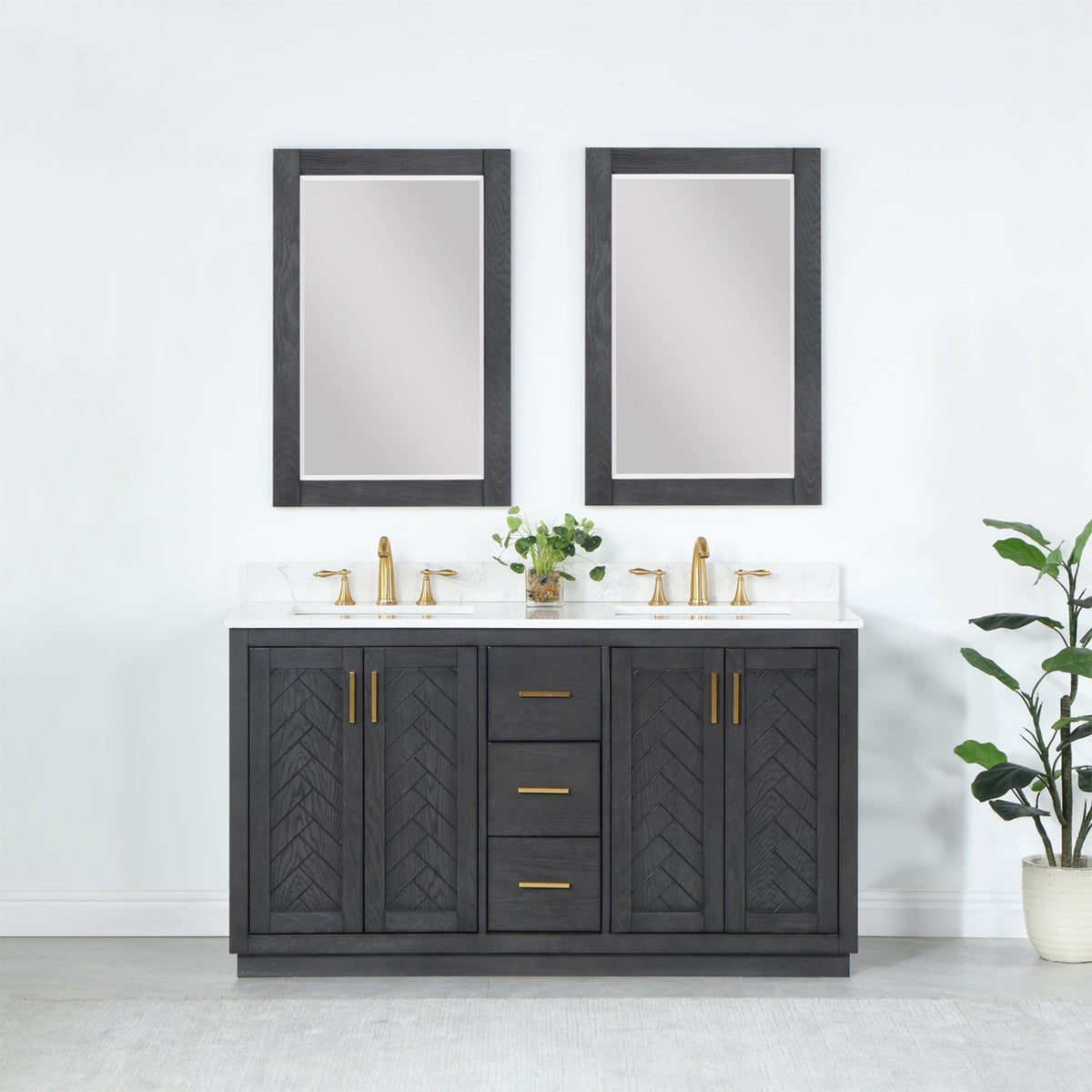 Altair Designs Gazsi 60" double vanity with top - 543060-BN-GW-NM