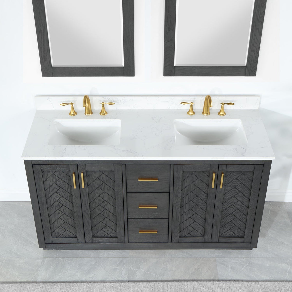Altair Designs Gazsi 60" double vanity with top - 543060-BN-GW-NM