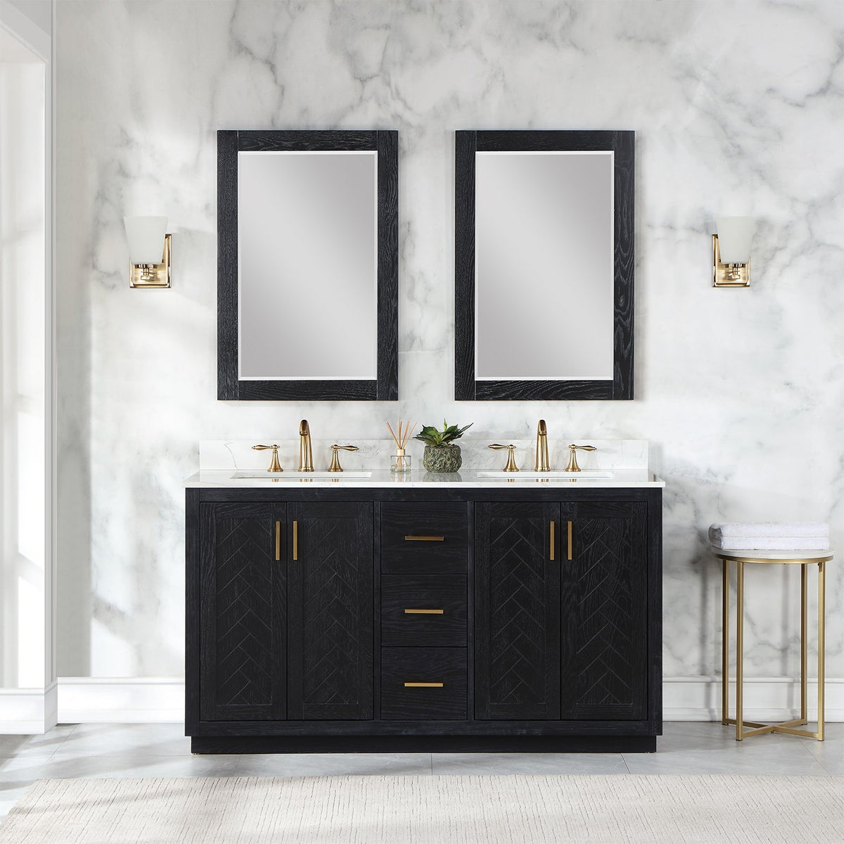Altair Designs Gazsi 60" double vanity with top - 543060-BN-GW-NM