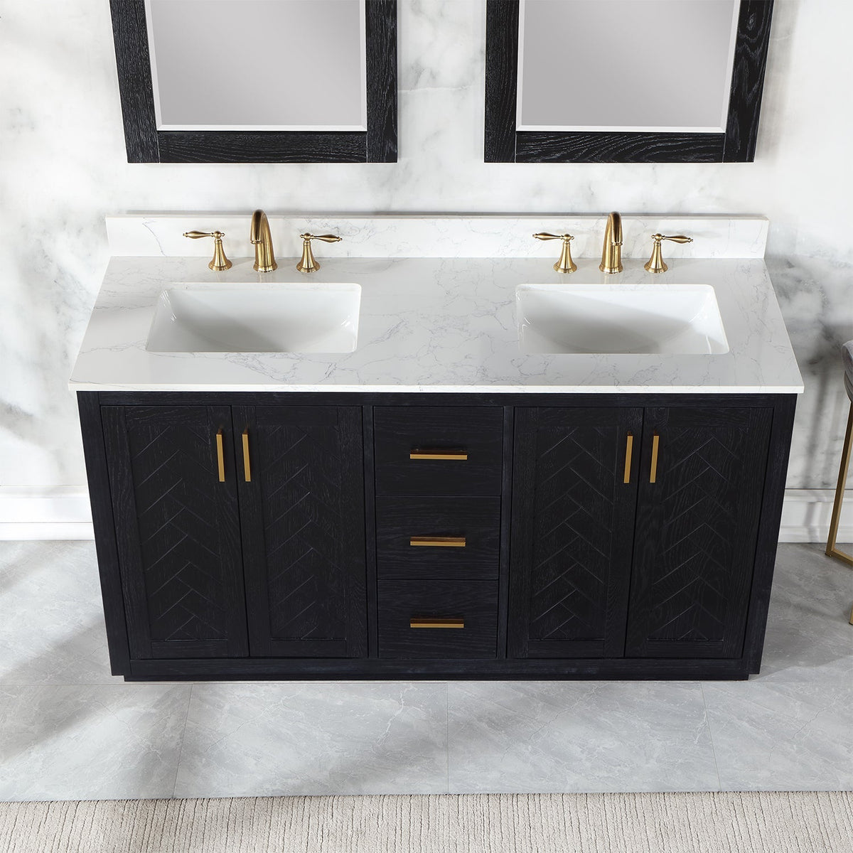 Altair Designs Gazsi 60" double vanity with top - 543060-BN-GW-NM