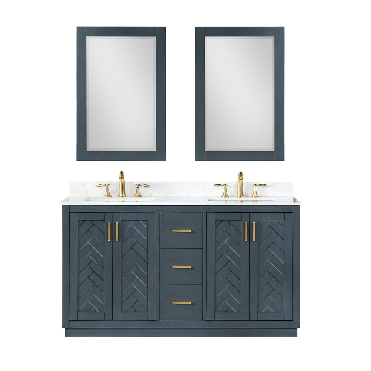 Altair Designs Gazsi 60" double vanity with top - 543060-BN-GW-NM