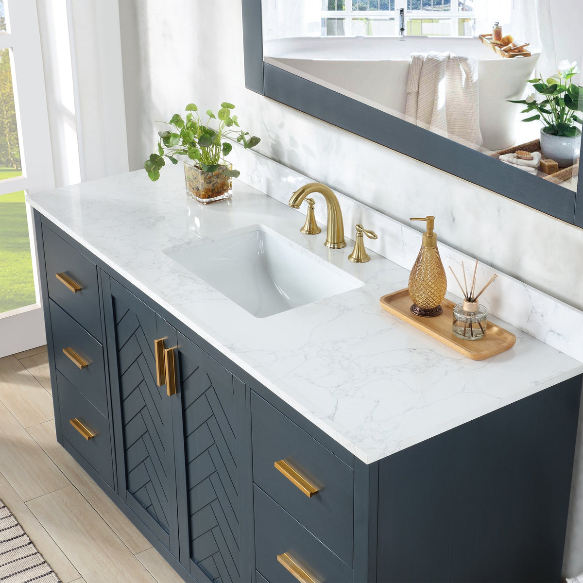 Altair Designs Gazsi 60" single vanity with top - 543060S-BO-GW-NM