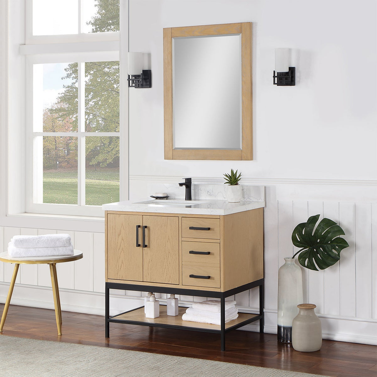 Altair Designs 36" single vanity with top - 546036-WO-GW-NM