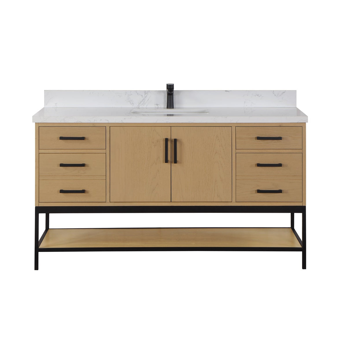 Altair Designs 60" single vanity with top - 546060S-WO-GW-NM