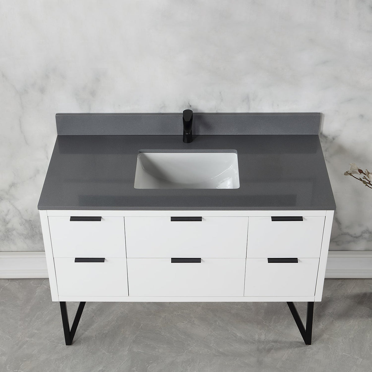 Altair Designs 48" single vanity with top - 548048-WP-CG-NM