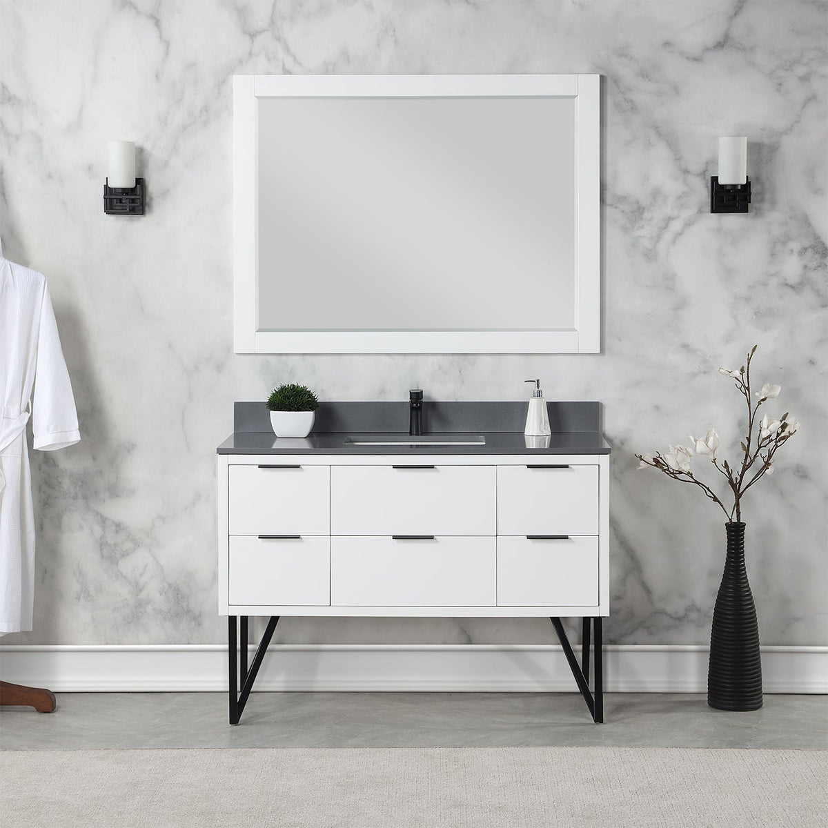 Altair Designs 48" single vanity with top - 548048-WP-CG-NM