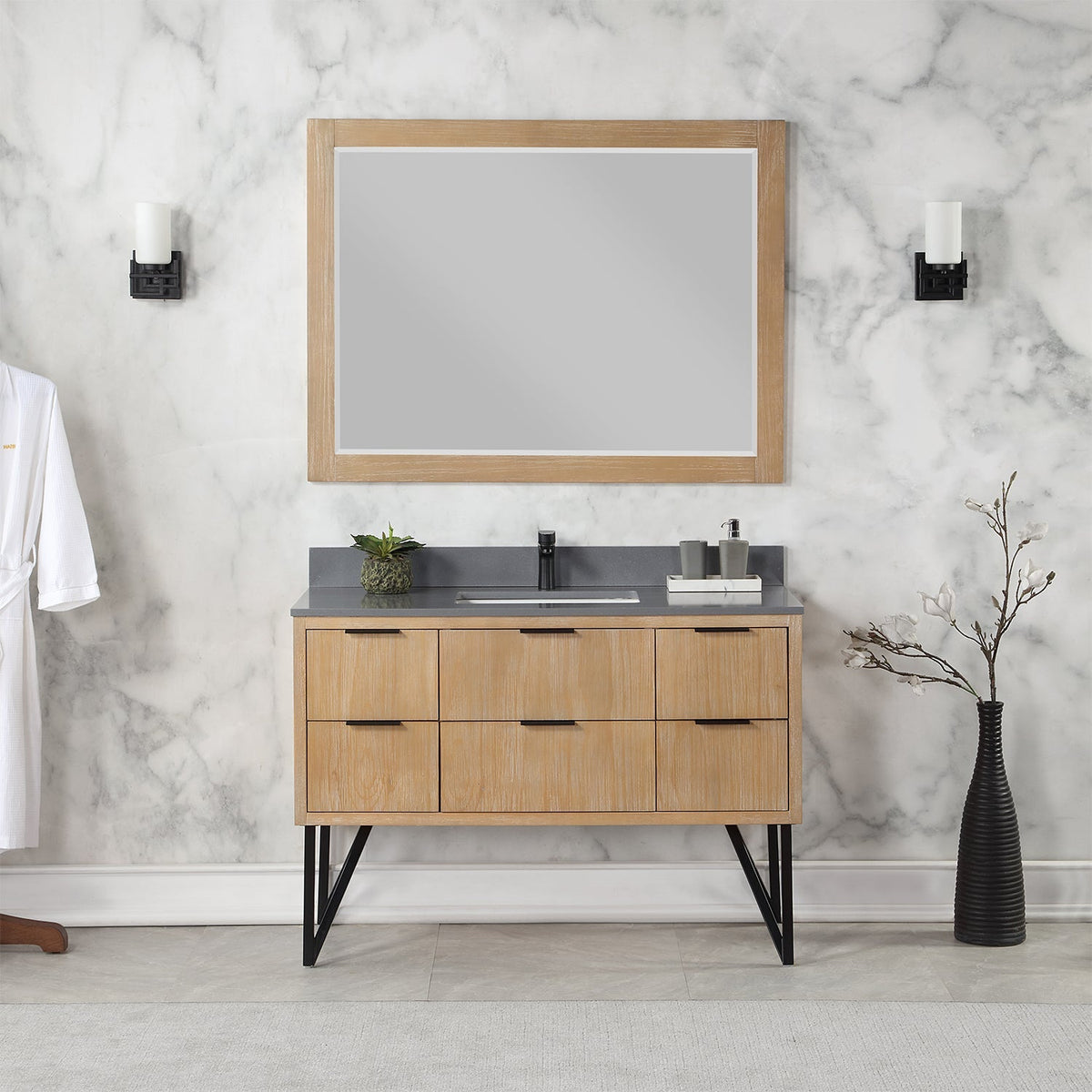 Altair Designs 48" single vanity with top - 548048-WP-CG-NM