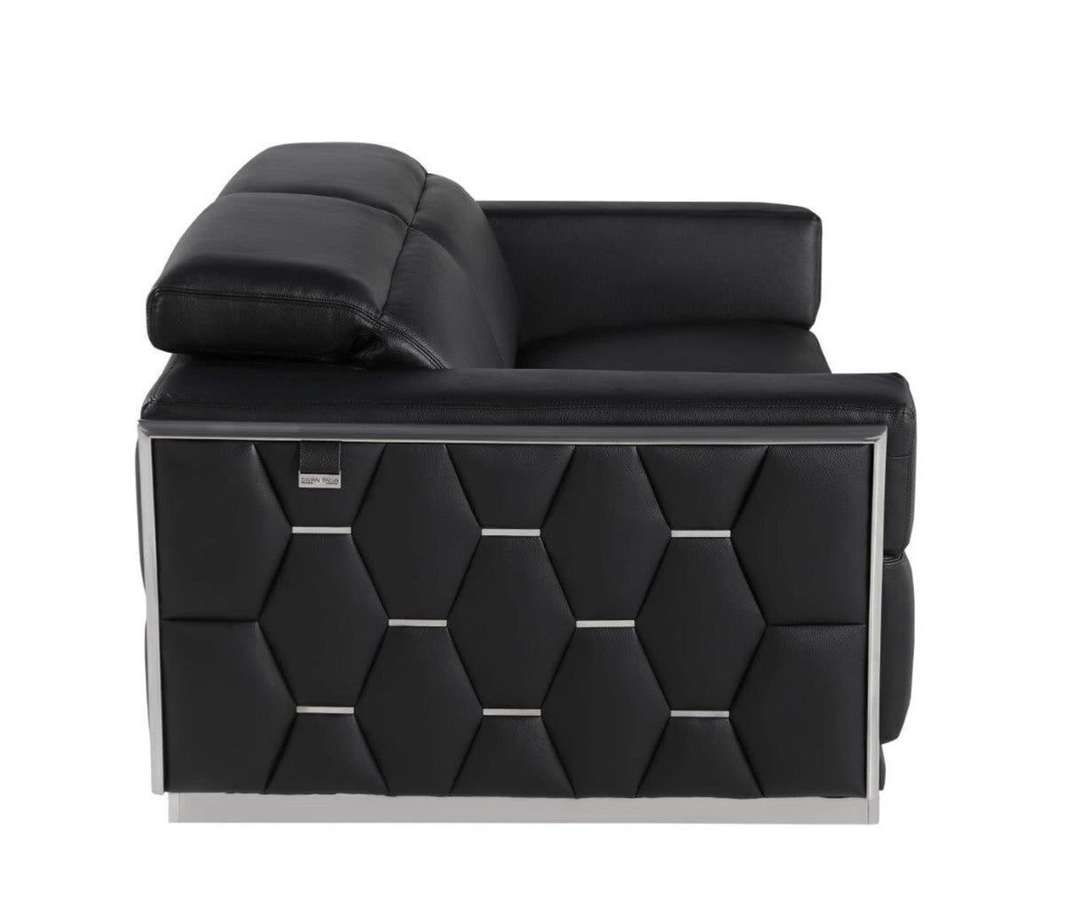Modway Furniture 89" Black and Silver Leather Sofa - Luxurious Italian Leather, Art Deco Design, and Chic Comfort - 551593-HOMEROOTS